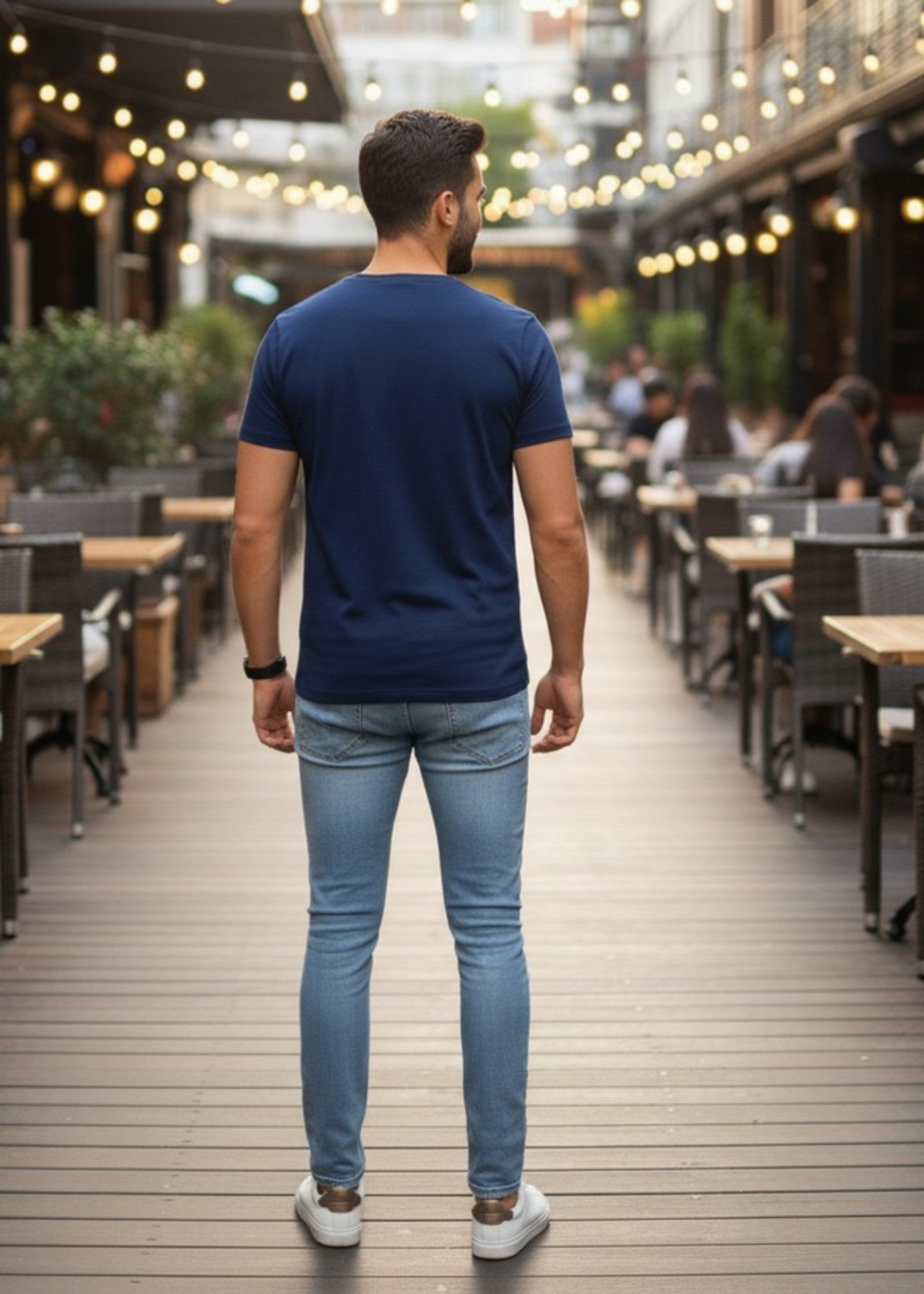 polycotton T Shirt in Navy blue