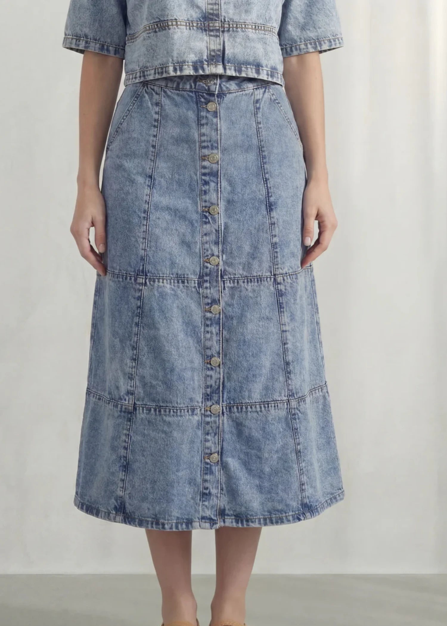 cotton Skirt in Light blue