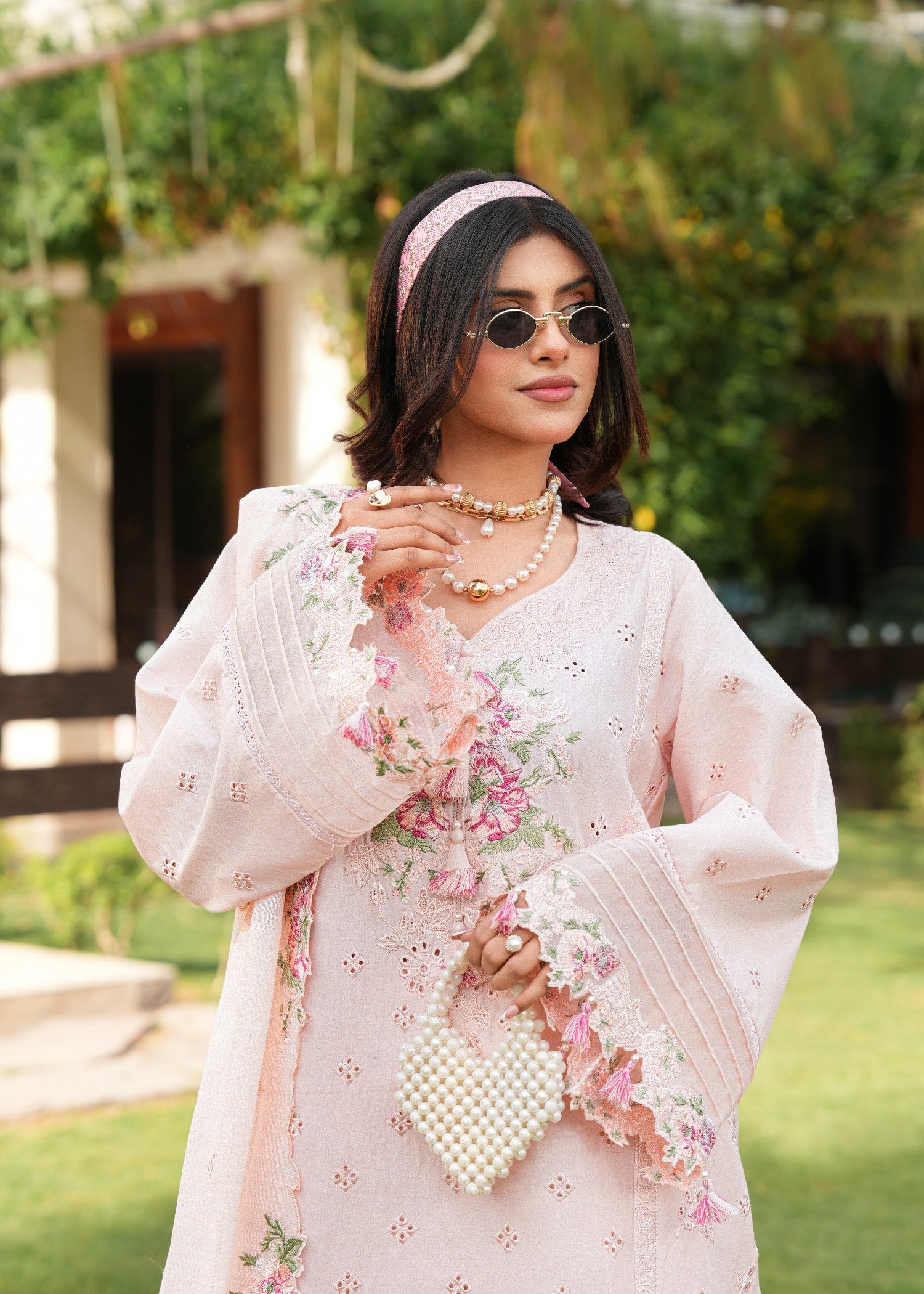 cotton Kurta Set in Pink lace