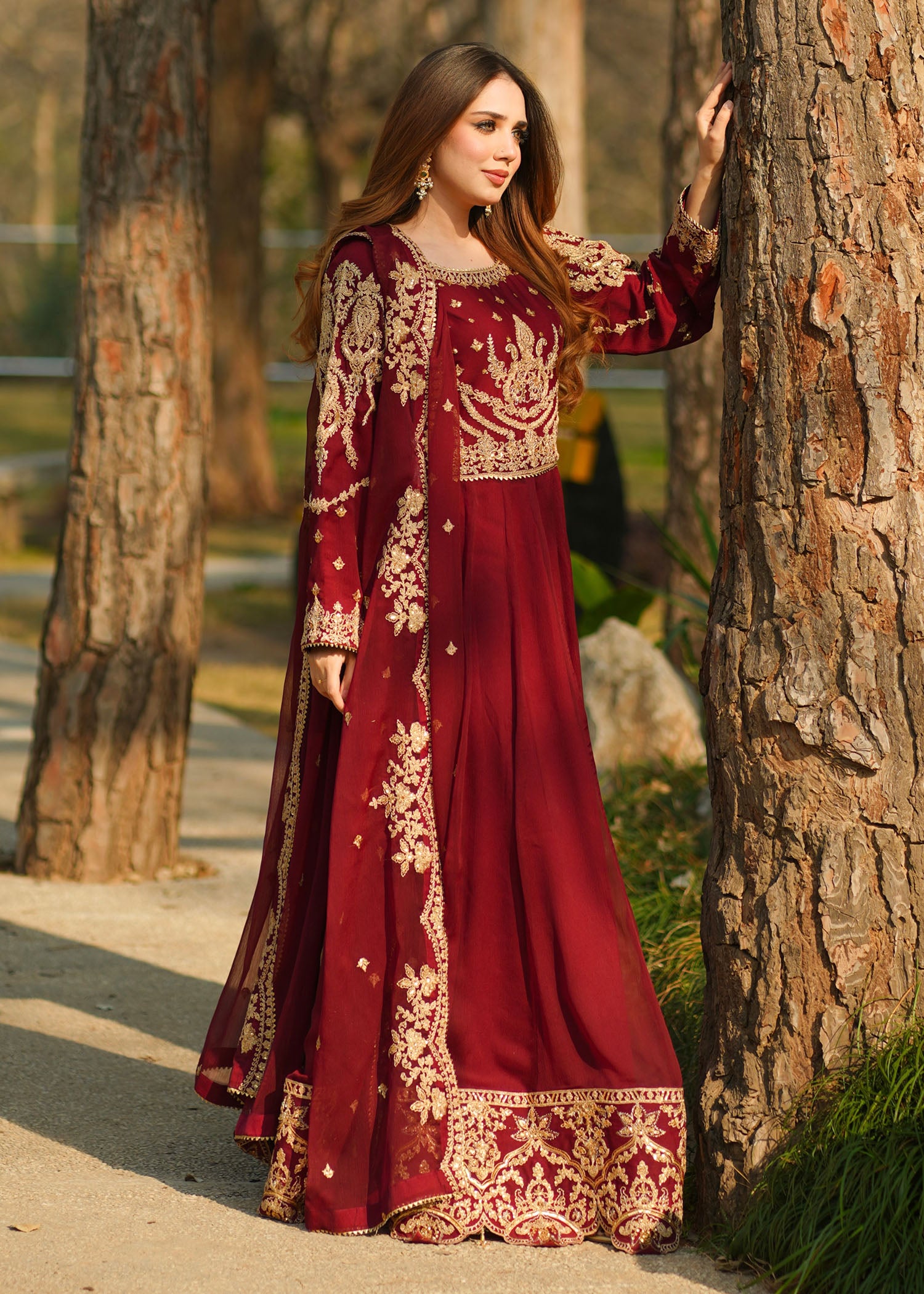 organza Maxi in Maroon