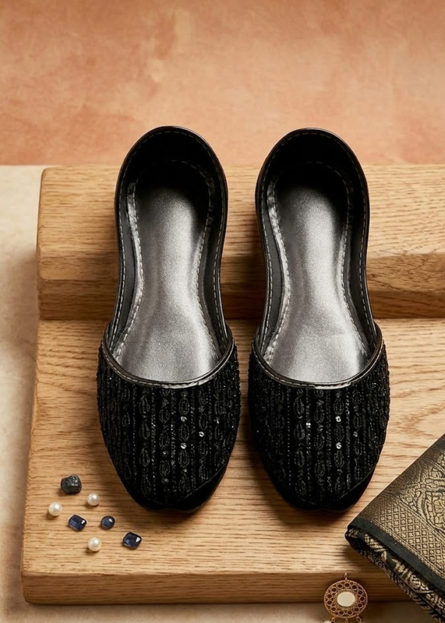 Khussa in Black by - High Quality Women Khussa STR1239