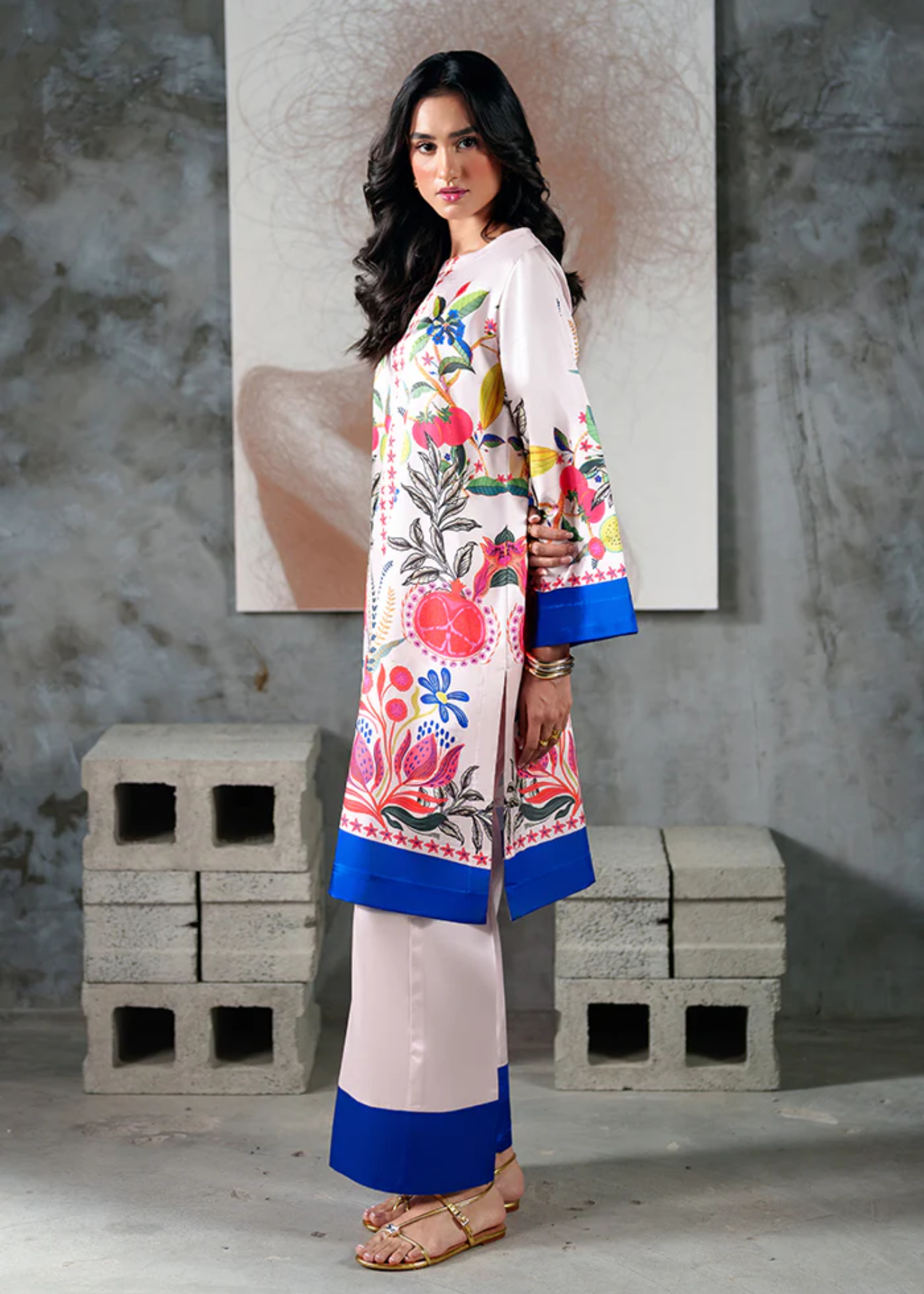 pk charmuse silk Co Ord Sets in Blue, linen