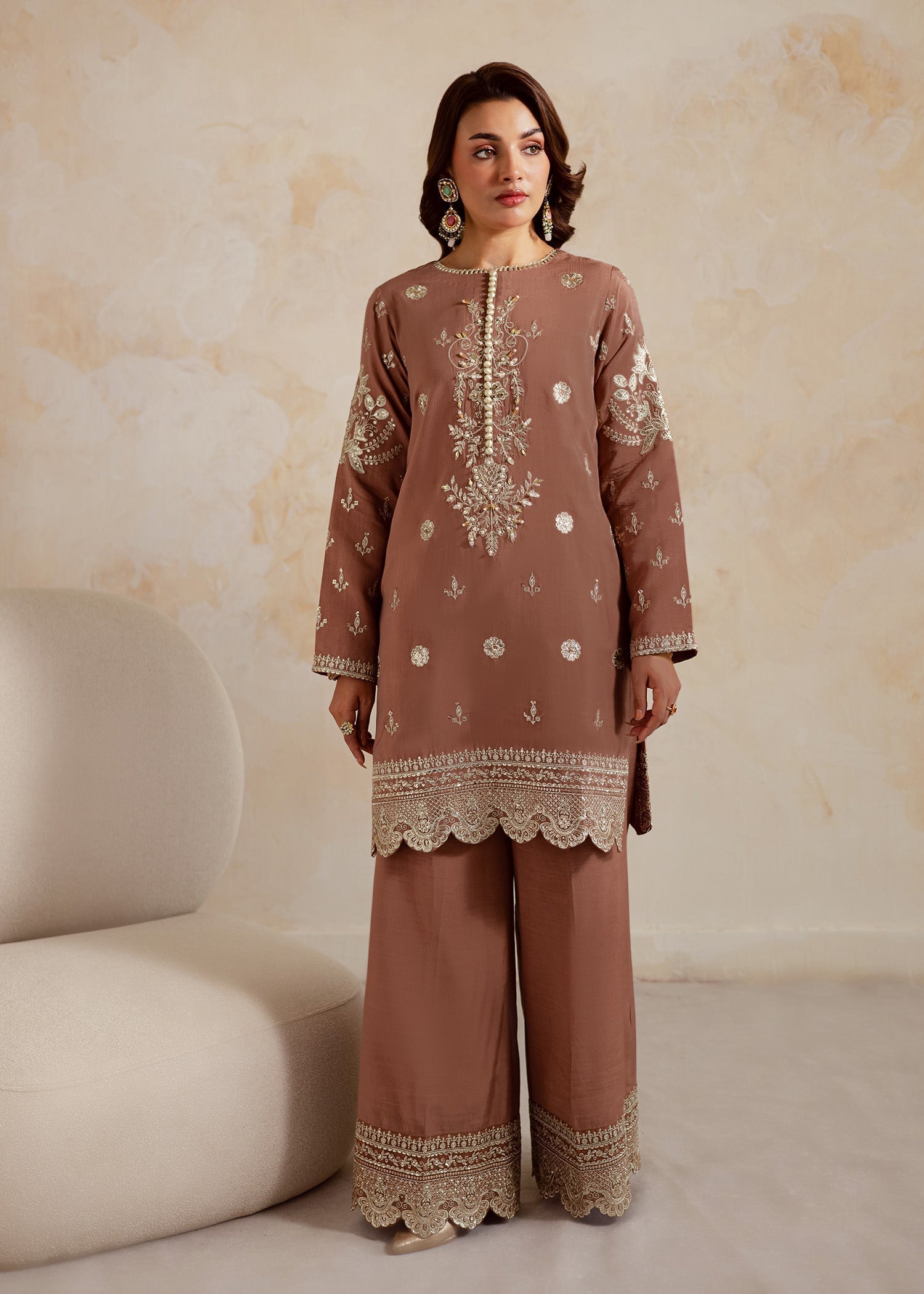 medium silk Kurta Set in Brown