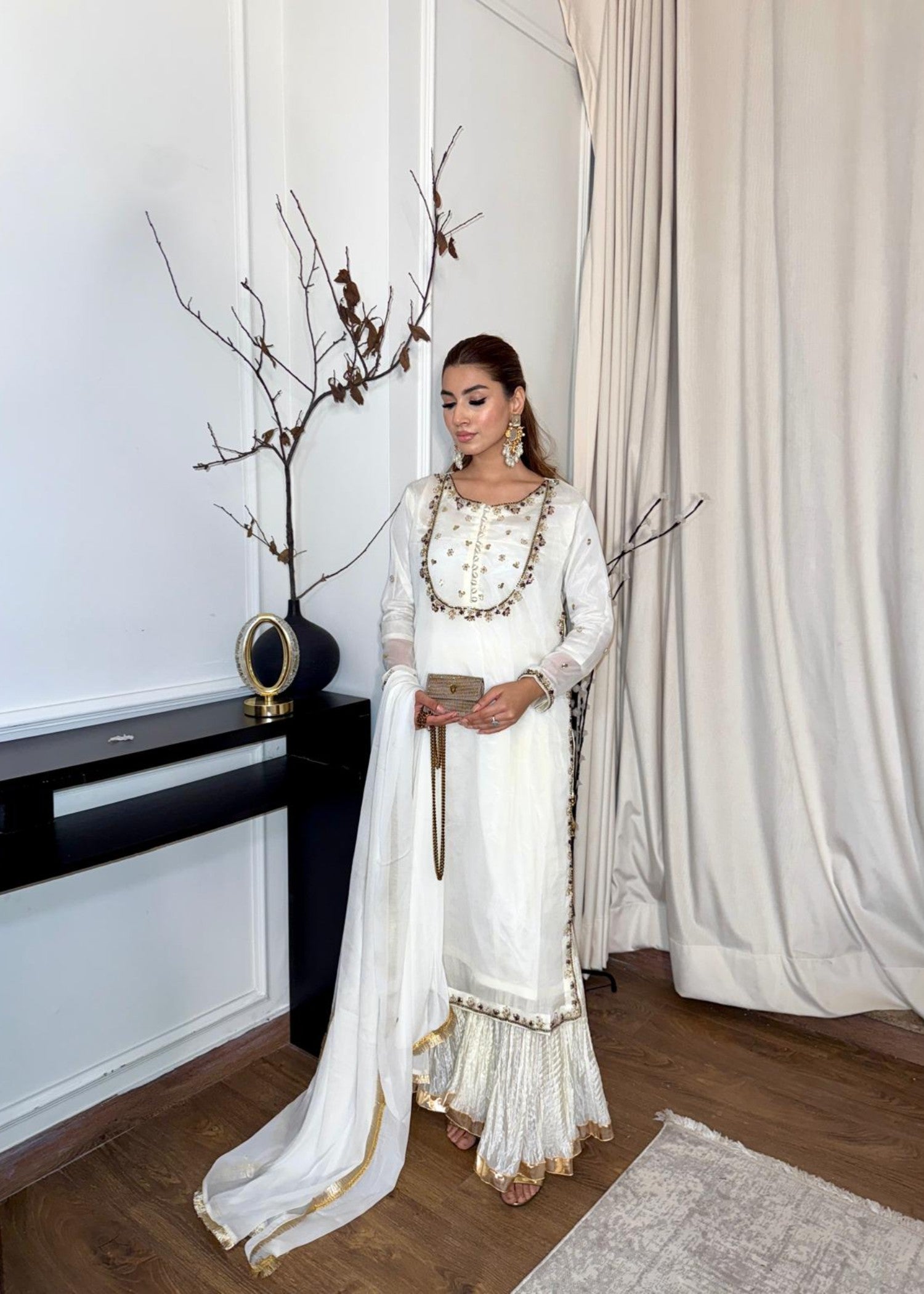 chiffon Sharara in White