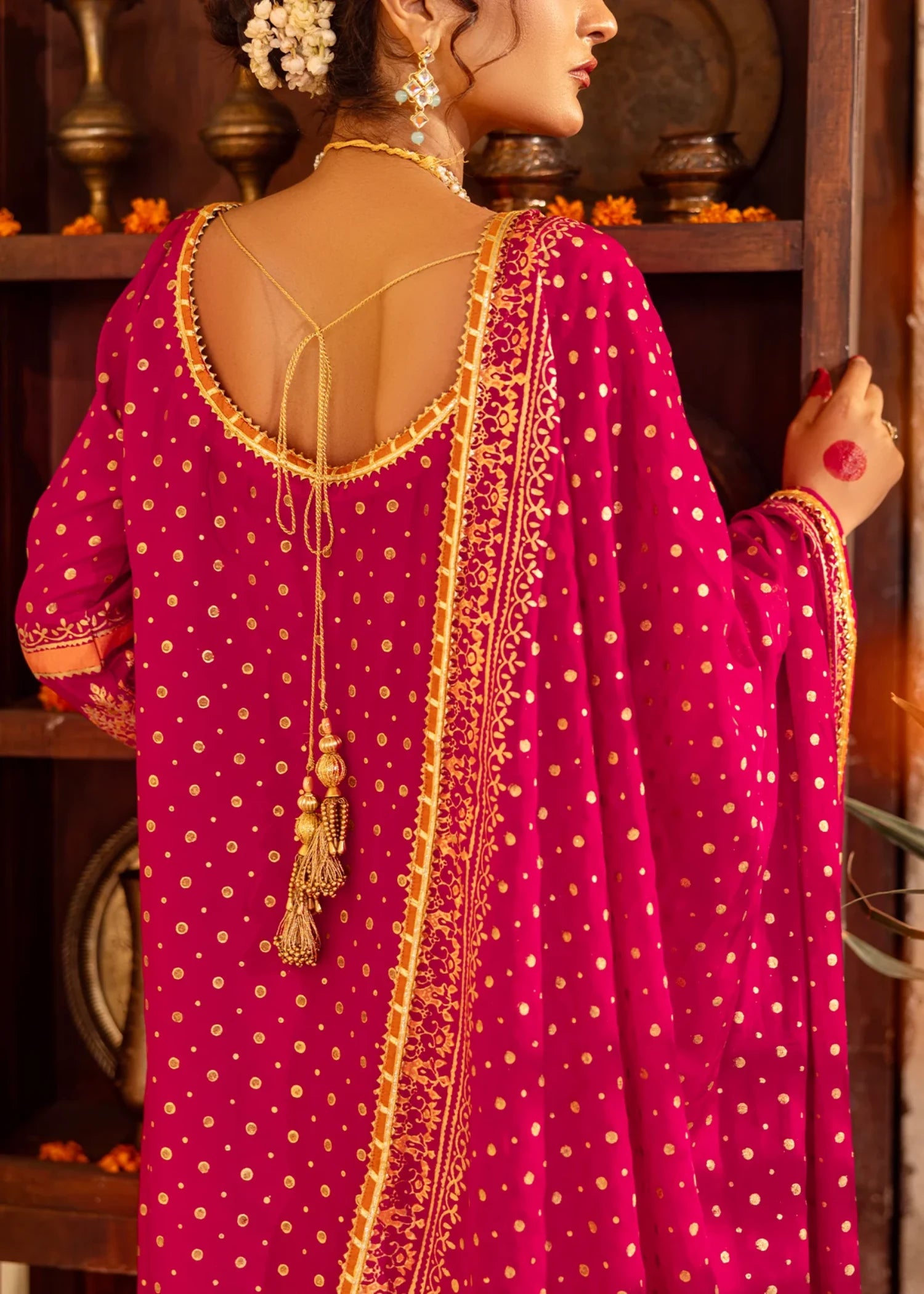 raw silk Unstitched in Fuchsia pink