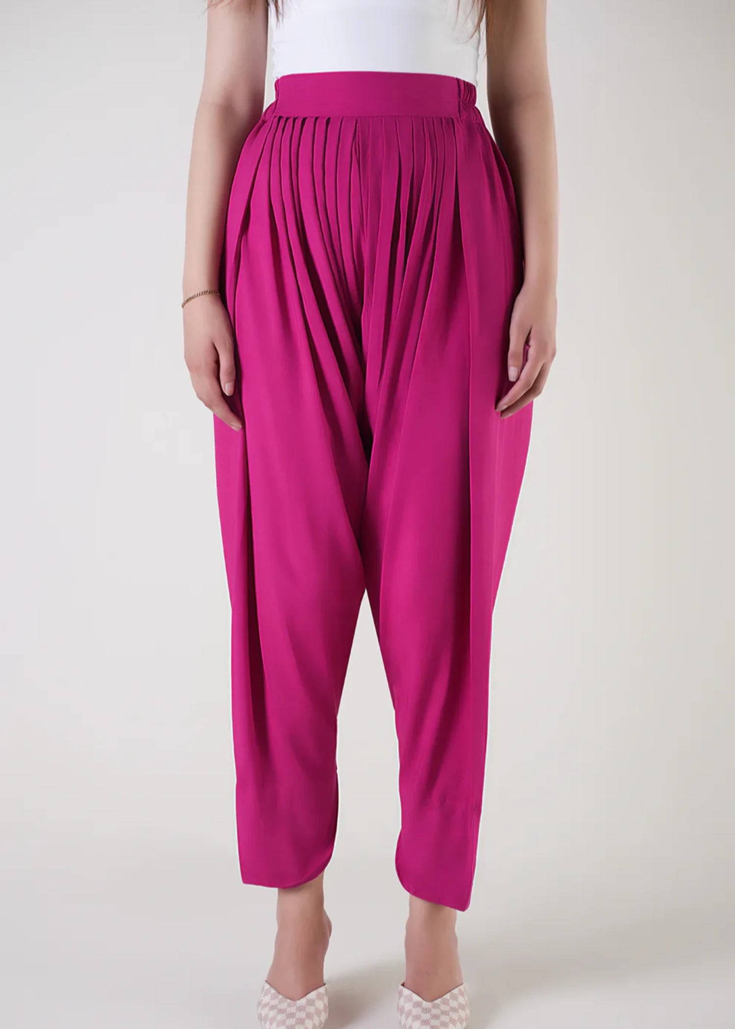 viscose Shalwar in Hot pink red