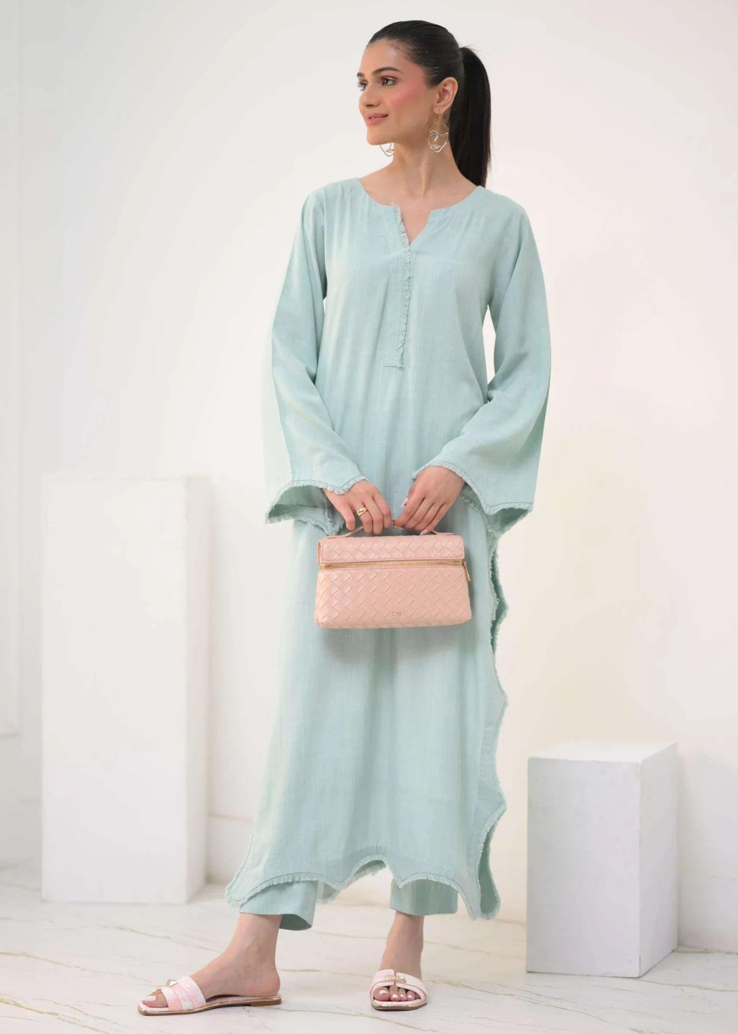 irish linen Kurta Set in Lemon
