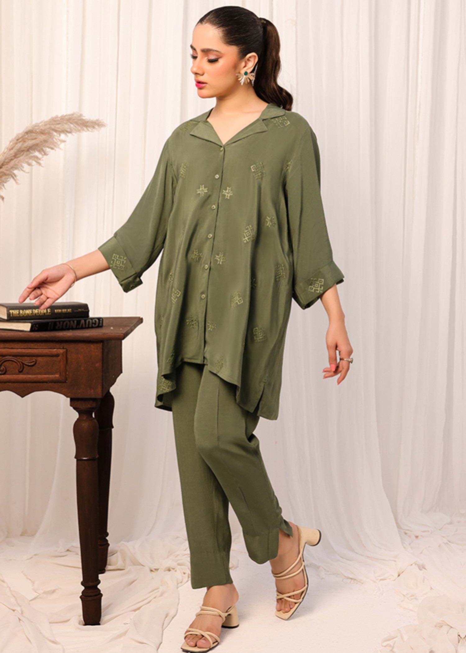 viscose Co ord Sets in Olive green