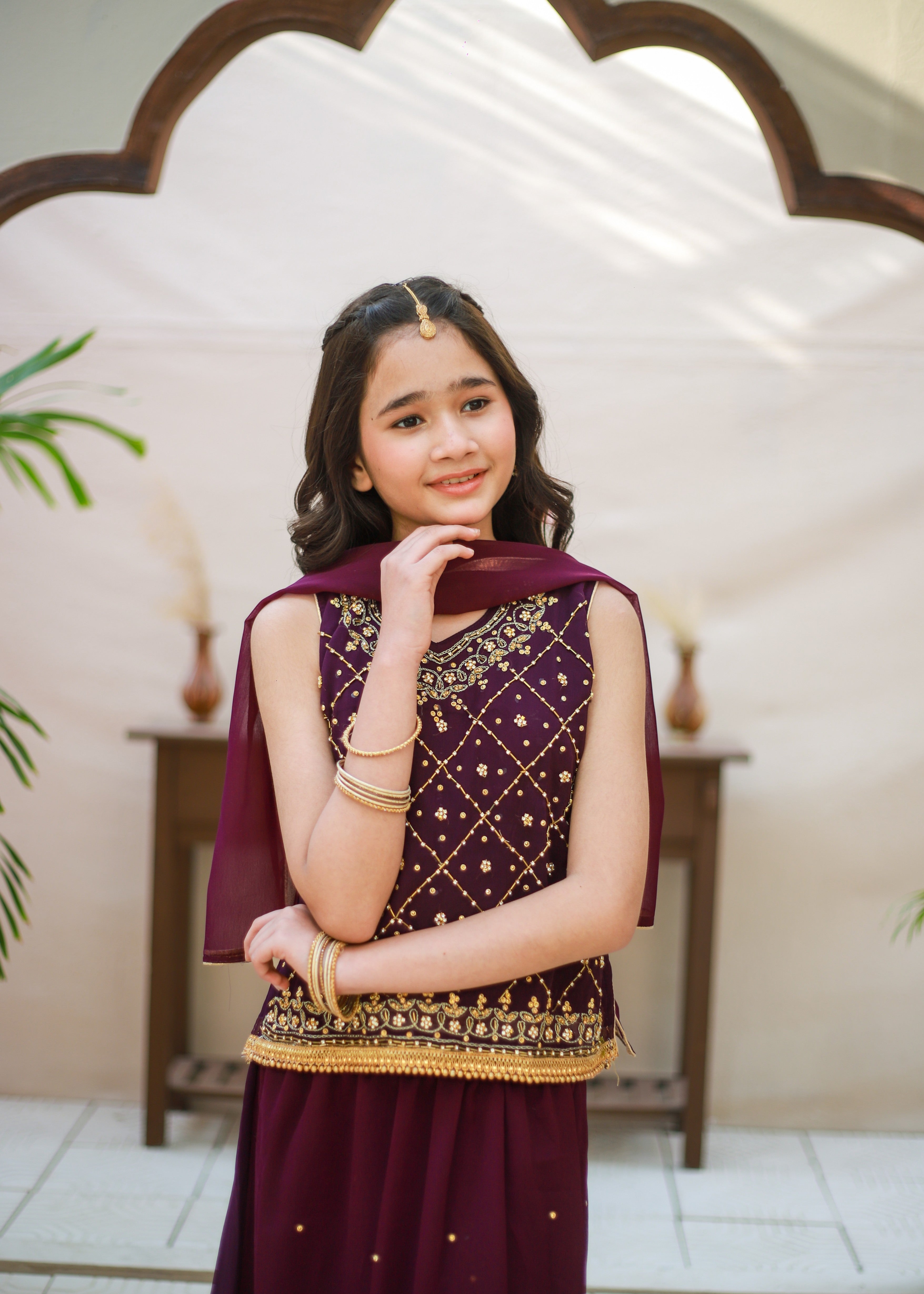 chiffon Lehenga in Purple