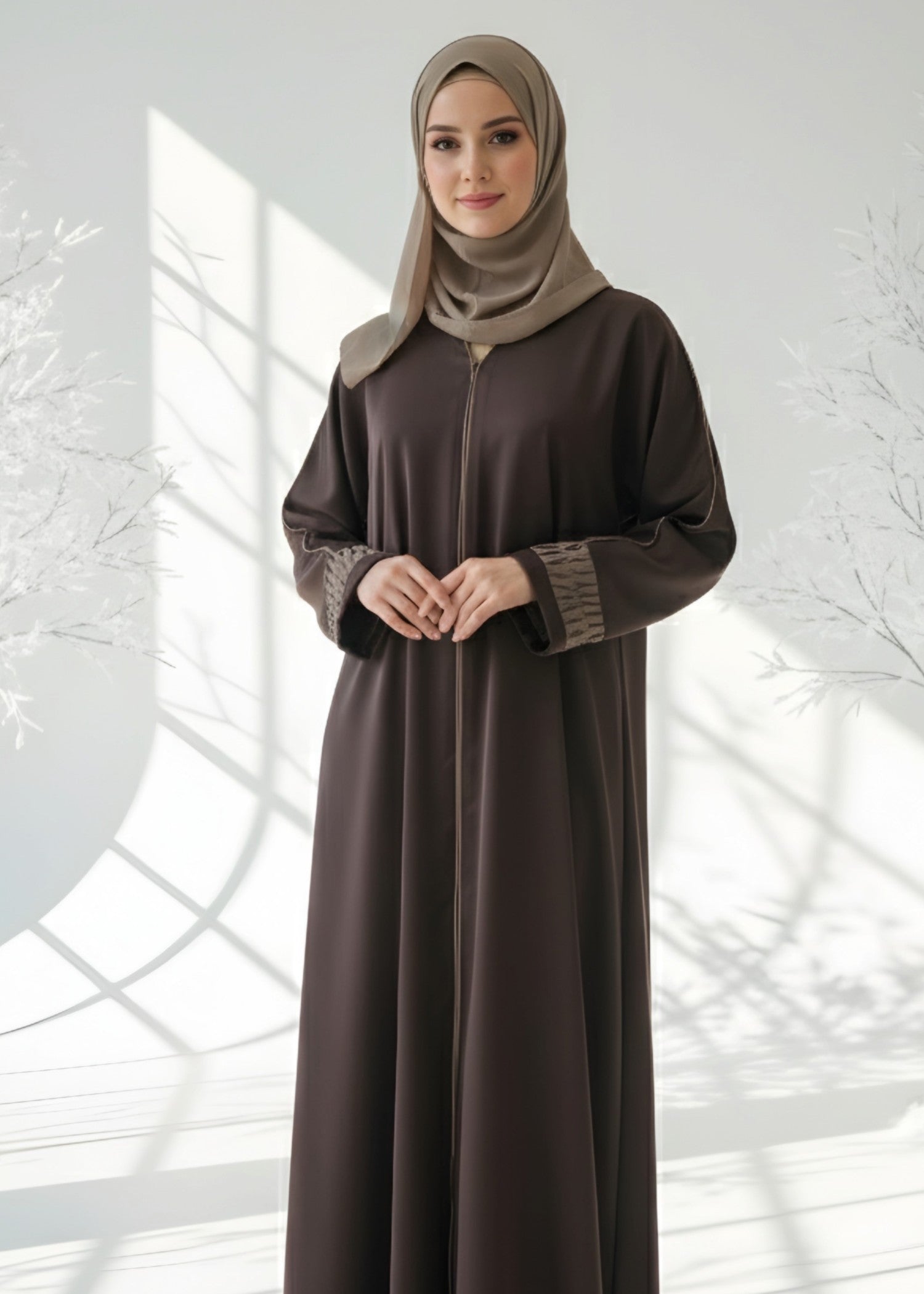 nidha blend Abaya in Brown