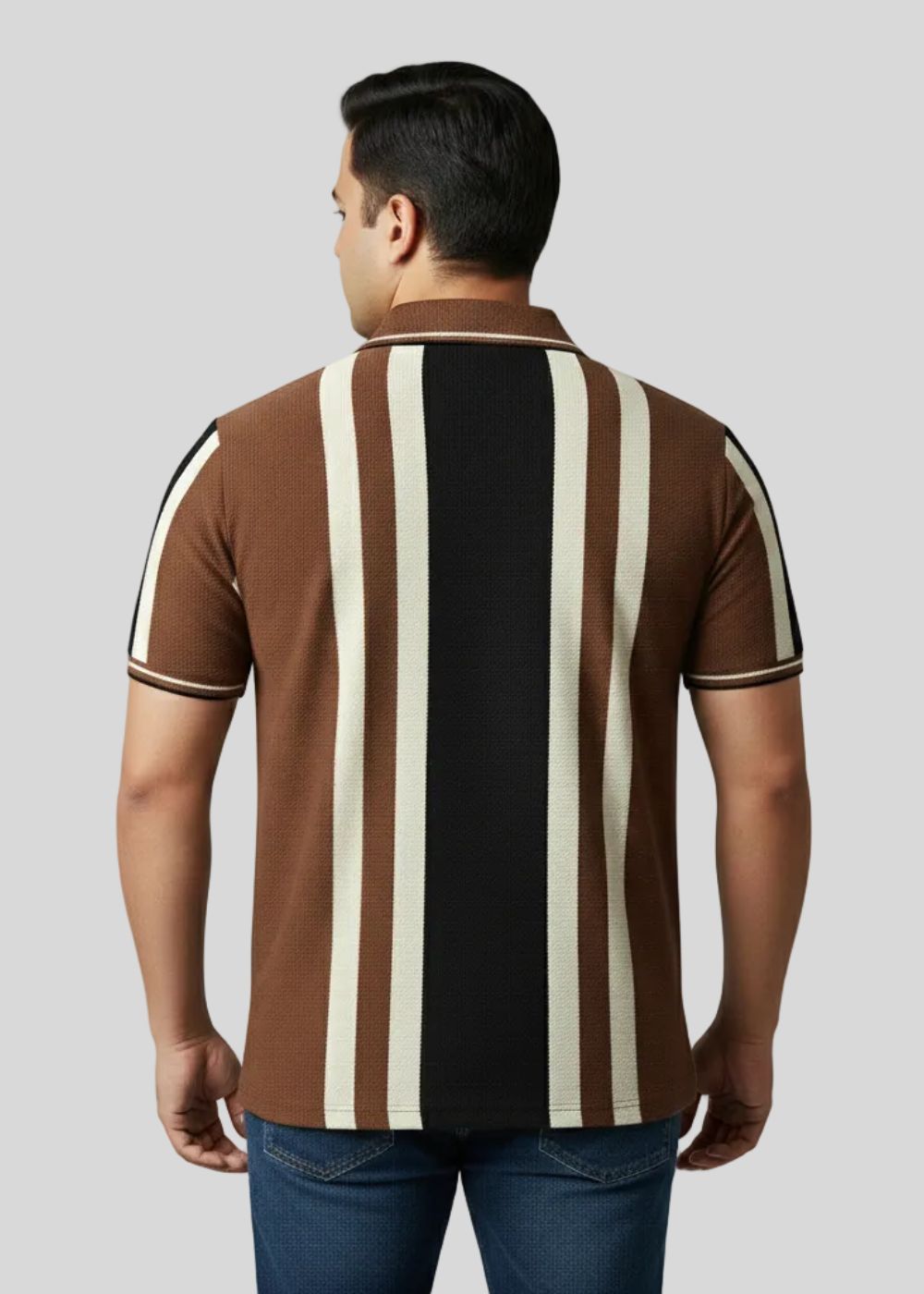 polyester-spandex Polo Shirt in Black, chocolate brown