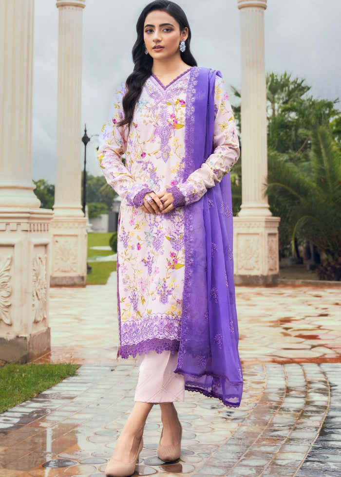 karandi Kurta Set in Lavender mist