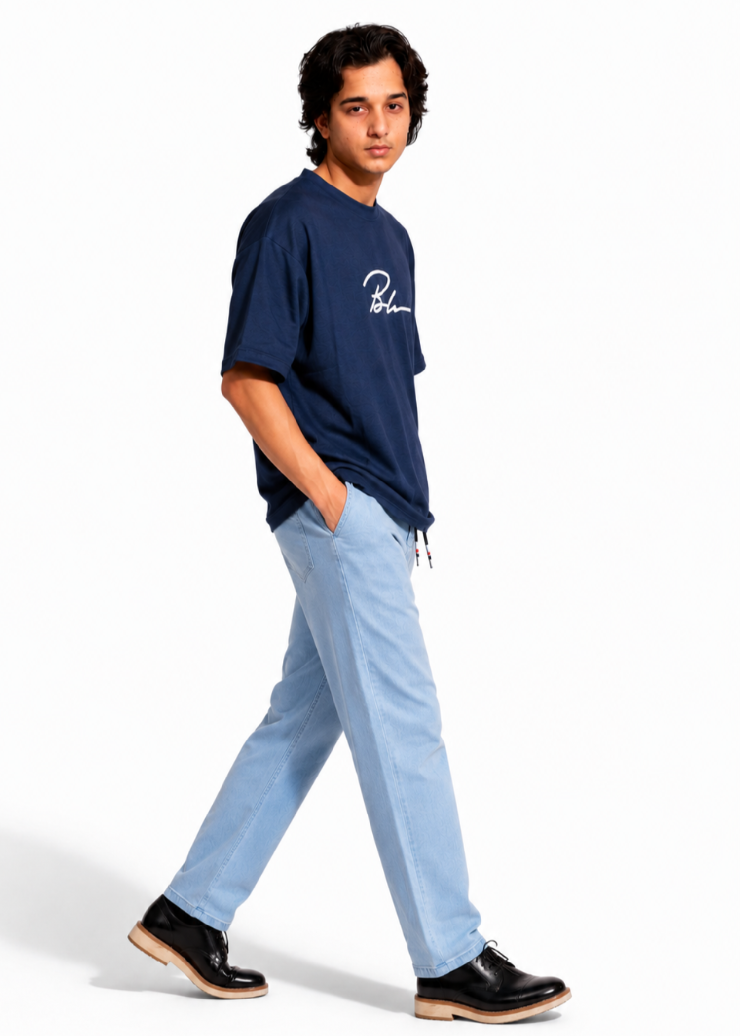 polycotton Trousers in Baby blue