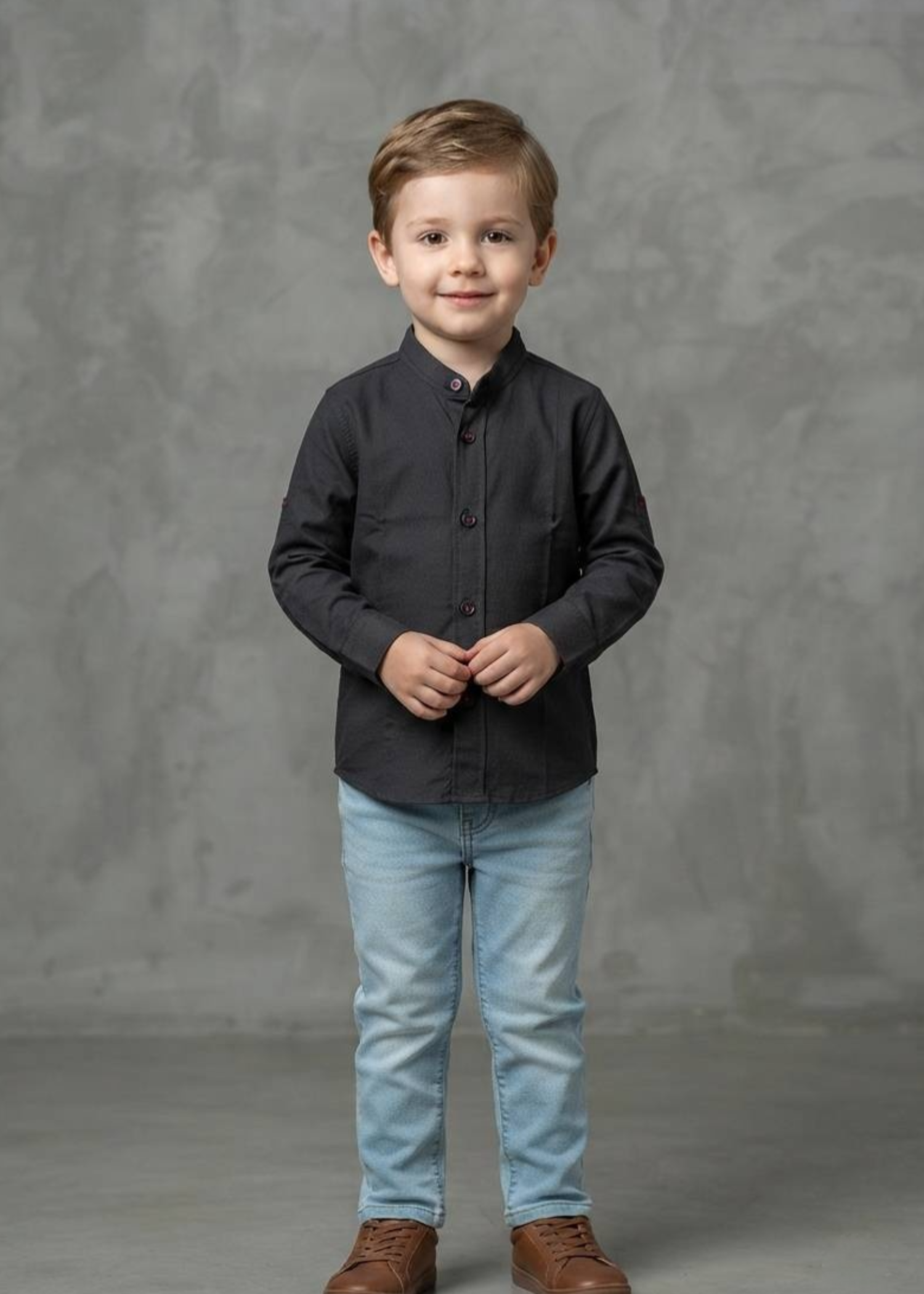 cotton Casual Shirt in Charcoal