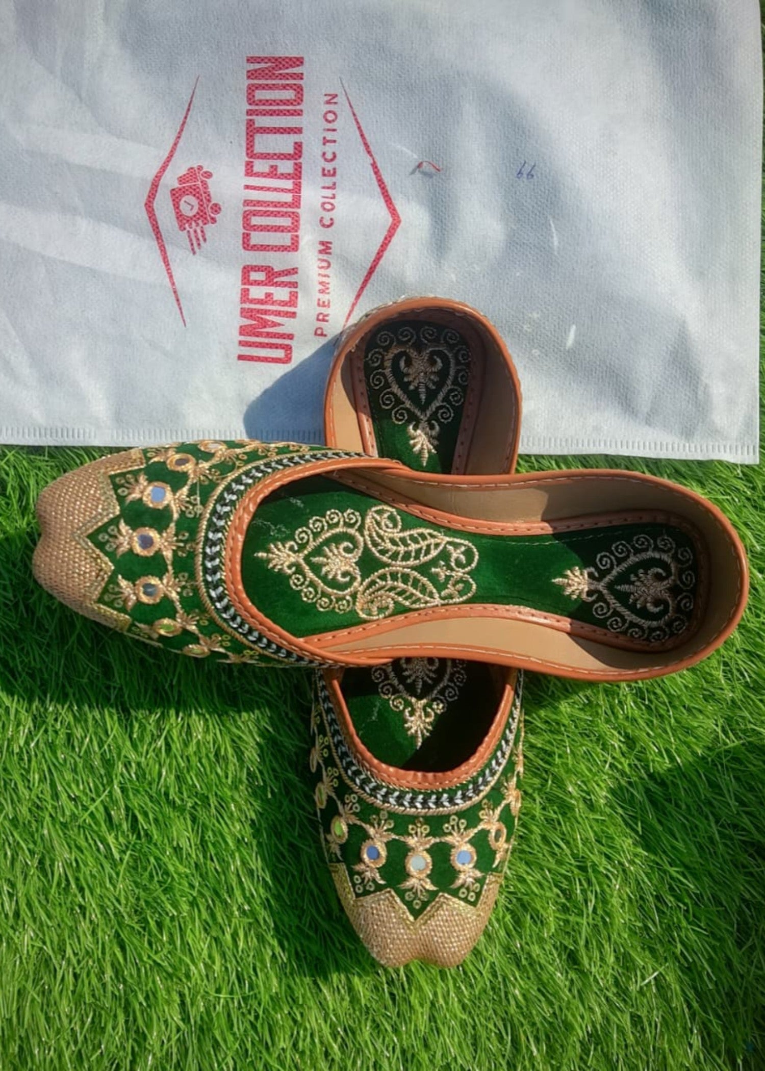 Khussa in Green by - High Quality Women Khussa ACH4429