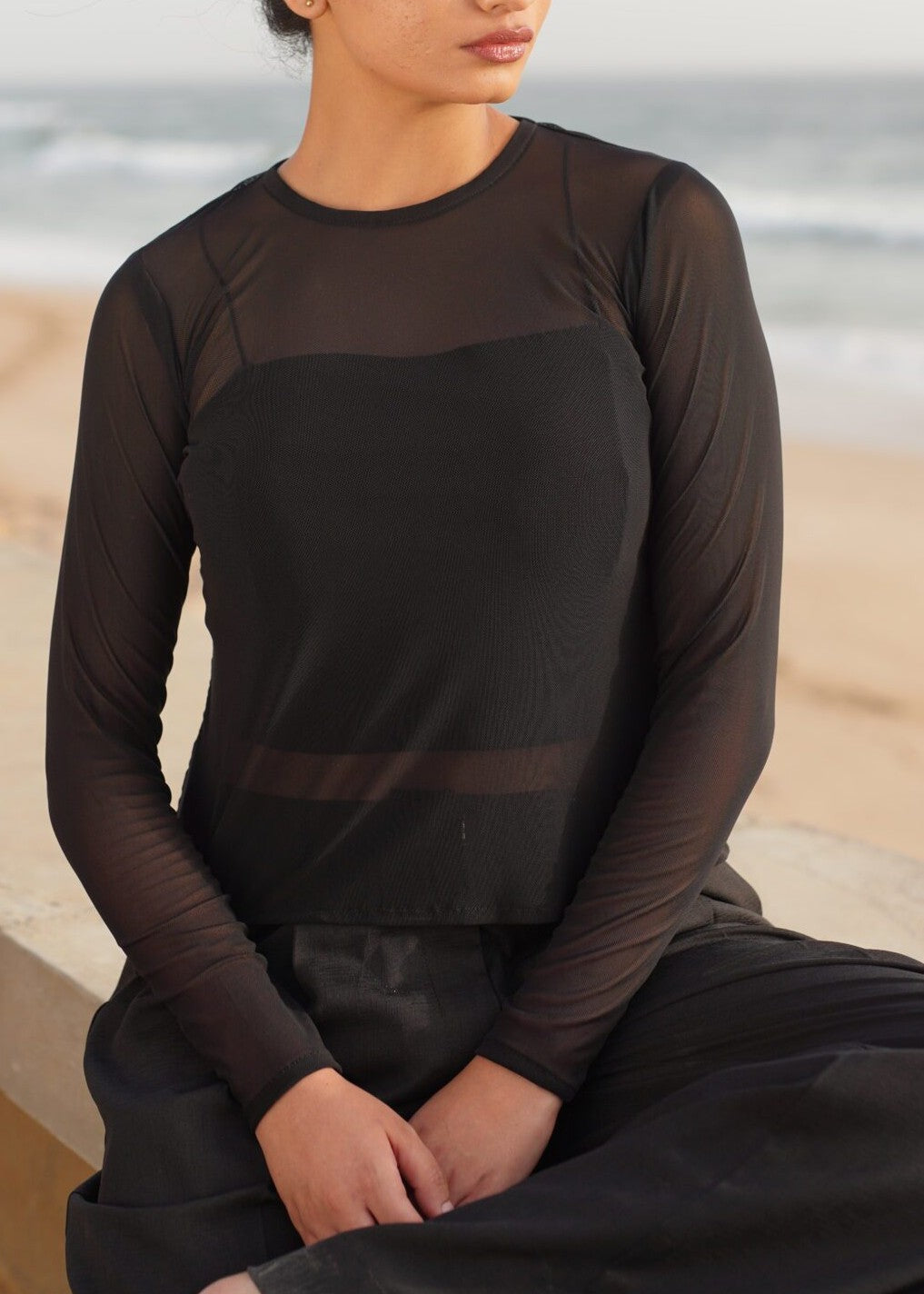 net Blouse in Black