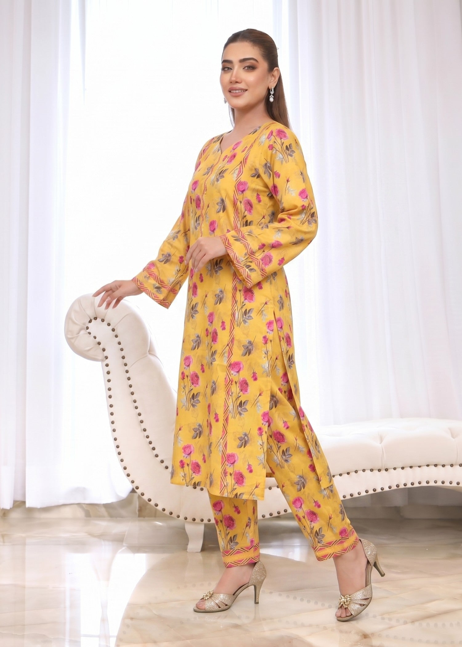 lawn Kurta Set in Sunflower