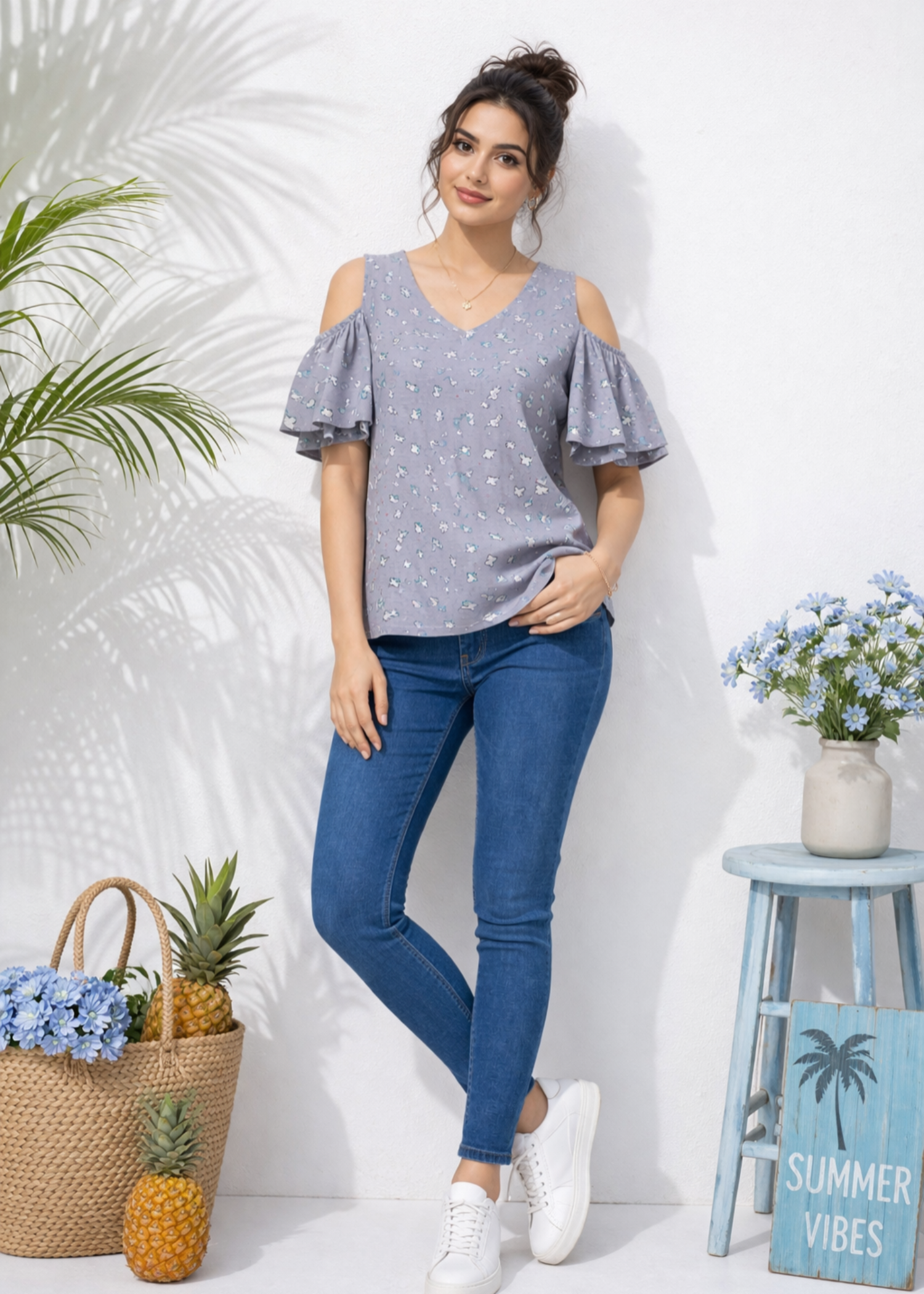 chiffon Tunic in Cool grey