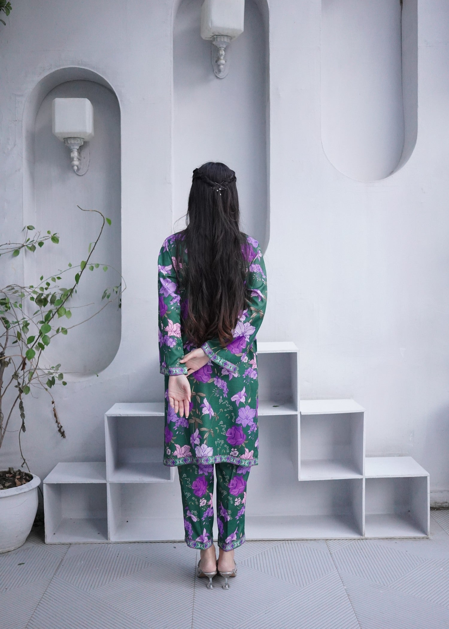 slub khaddar Co Ord Sets in Emerald green