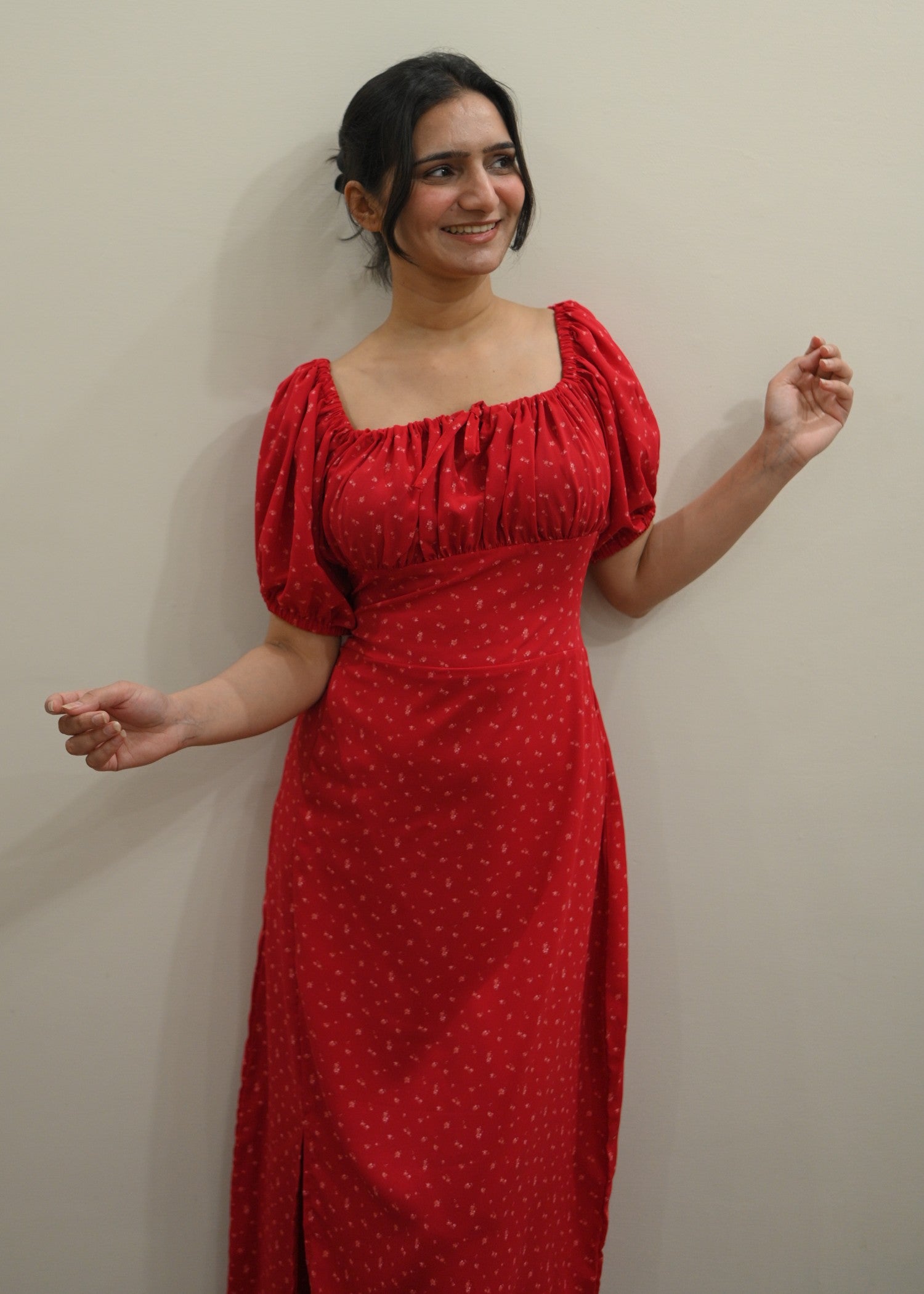 grip Dress in Ruby red