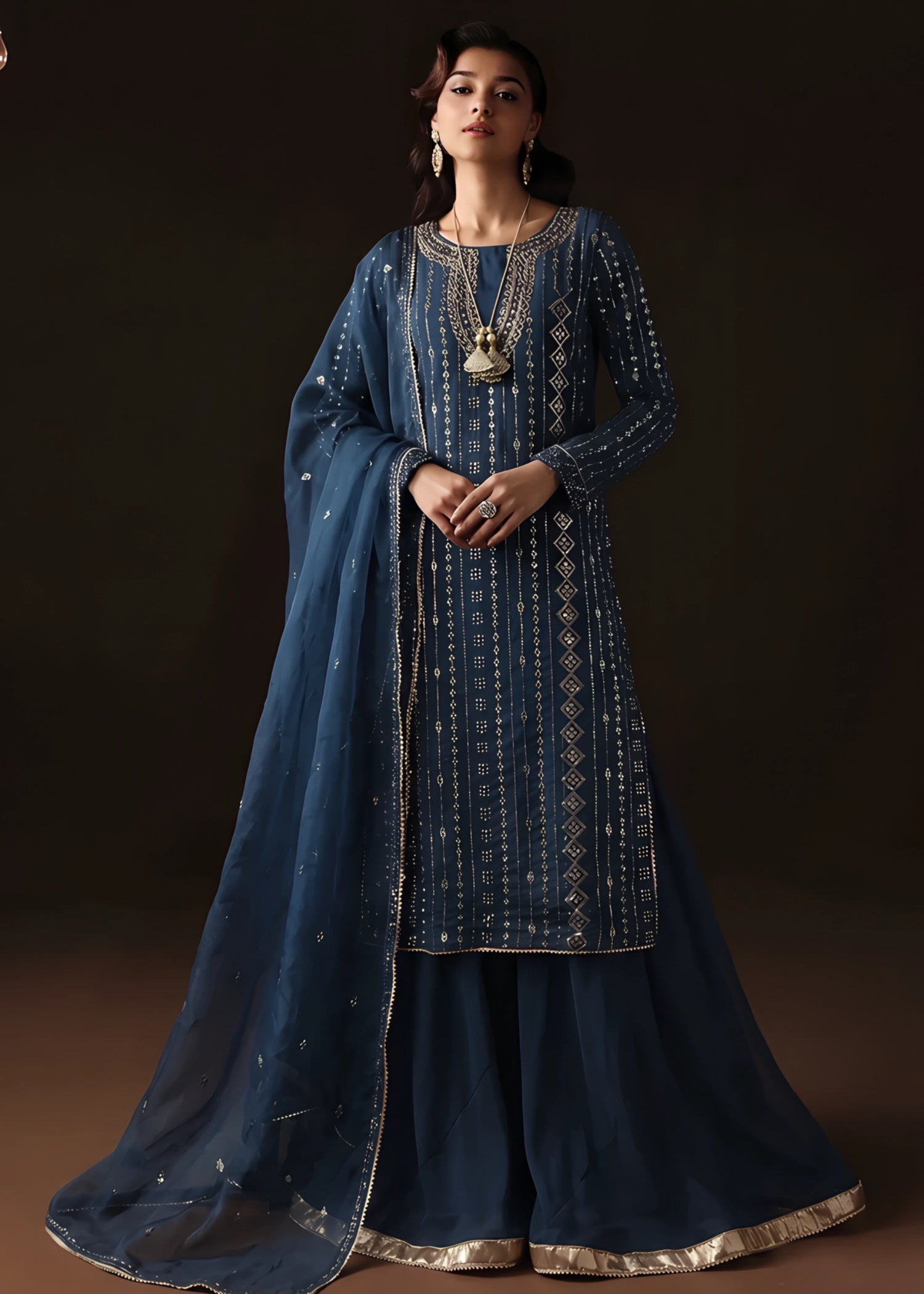 chiffon Sharara in Cobalt blue