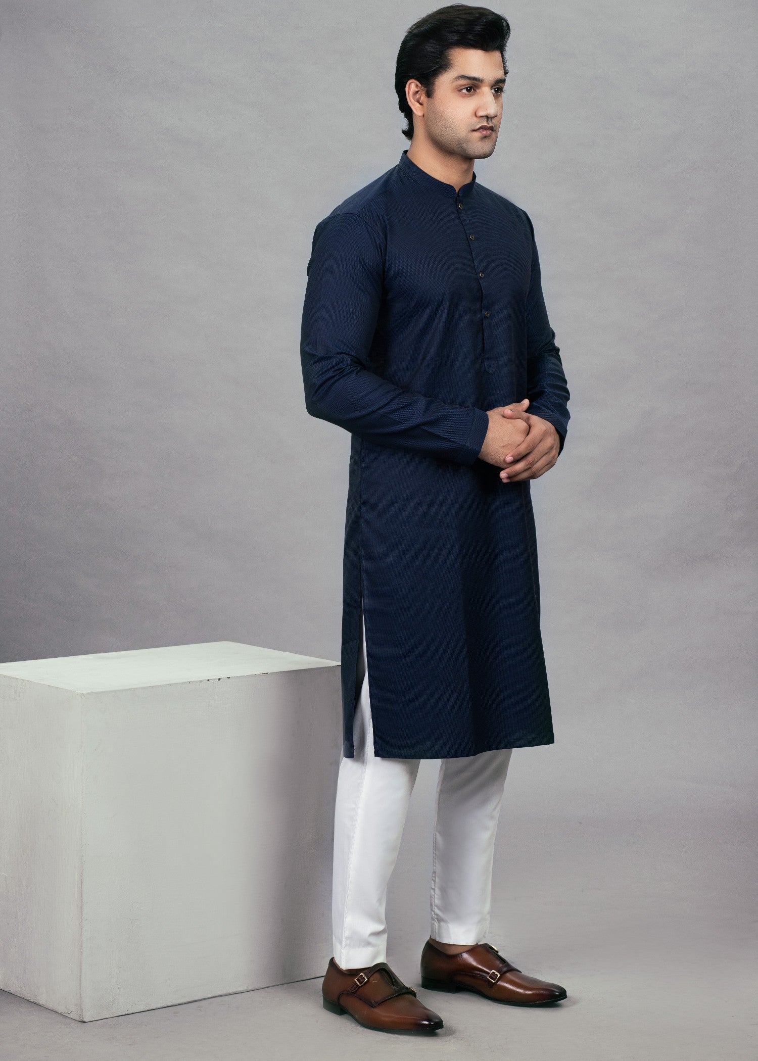 cotton Kurta in Navy blue