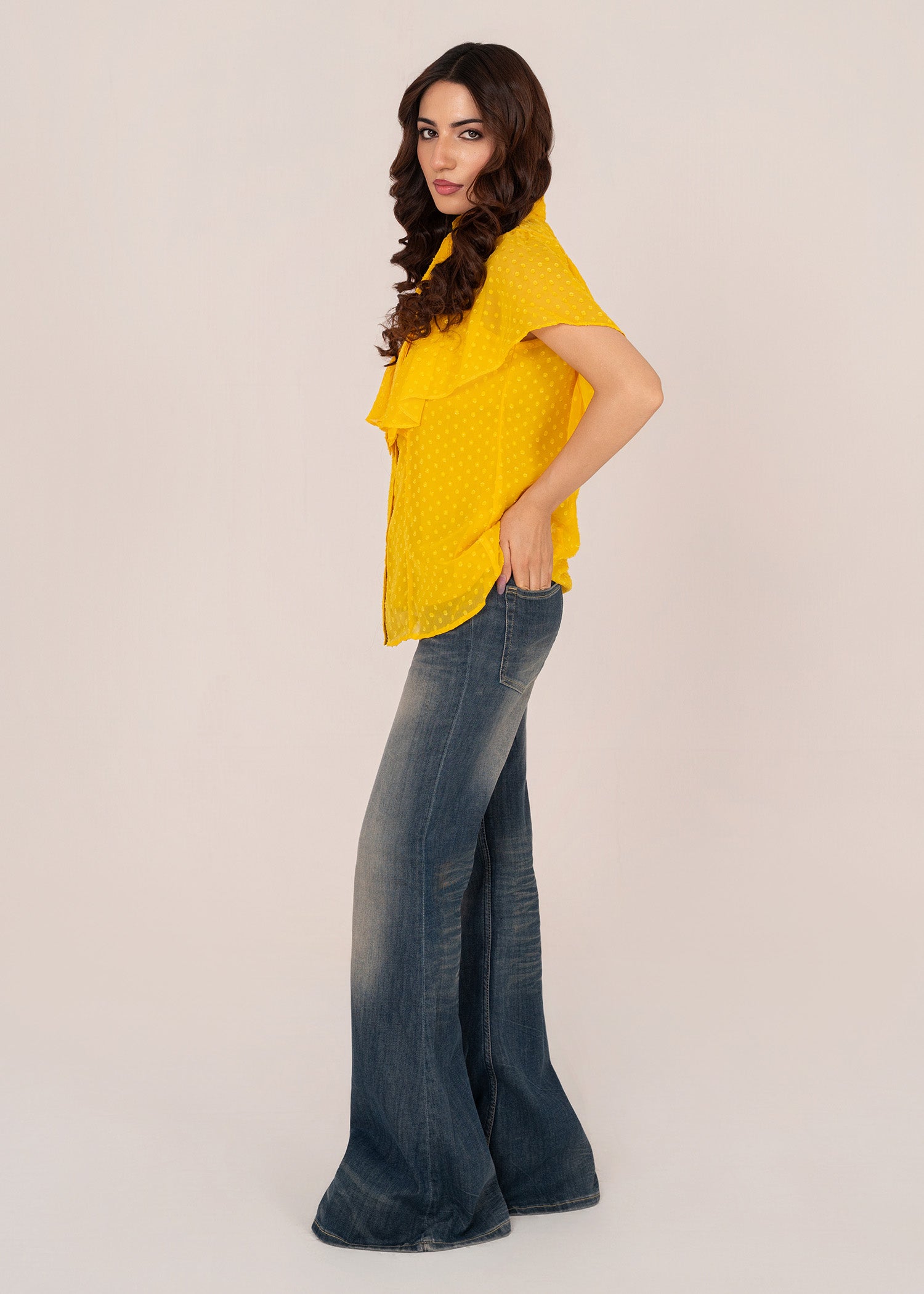 crepe Top in Mustard