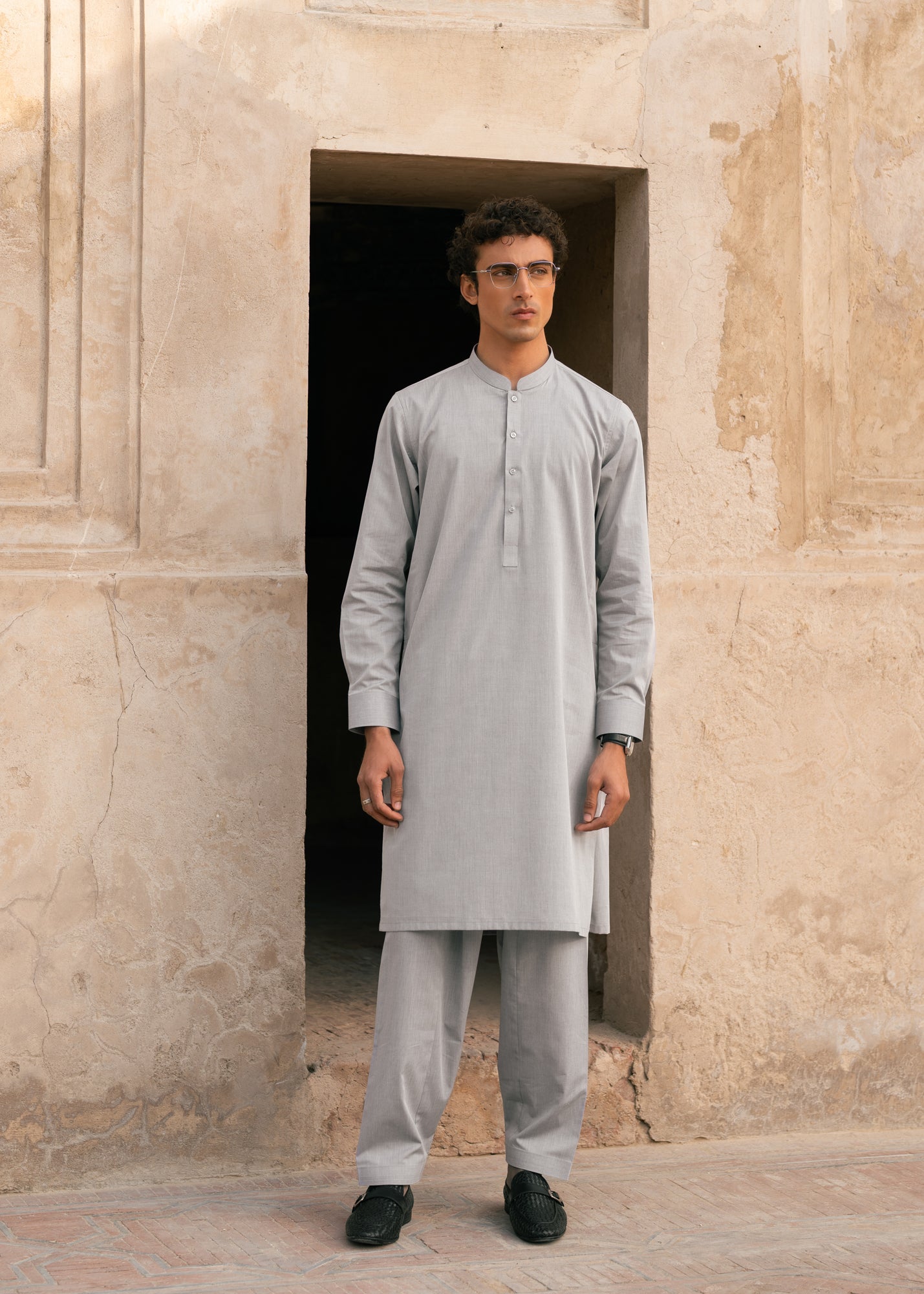 cotton Shalwar Kameez in Grey