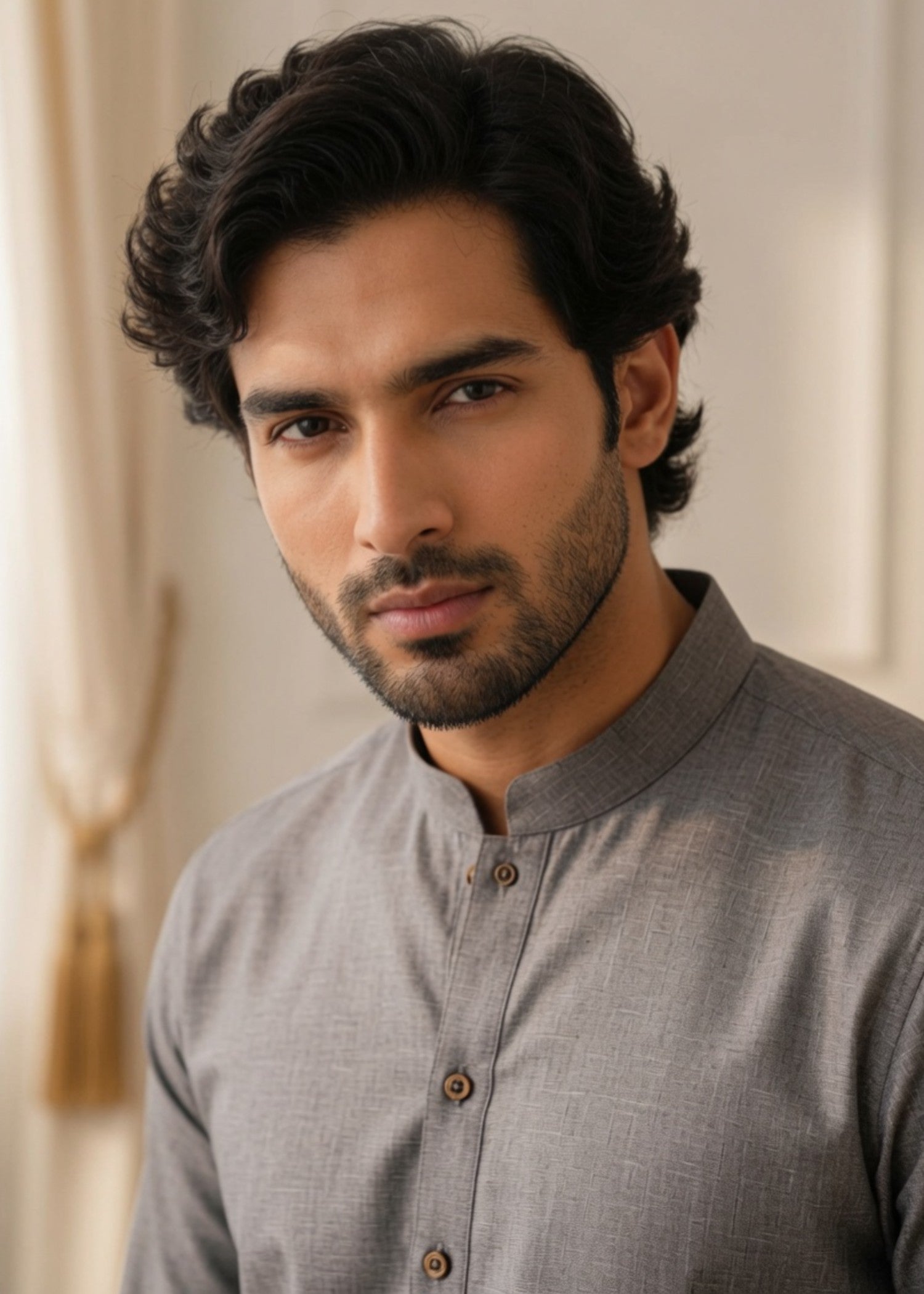 wash & wear Kurta Set in Grey
