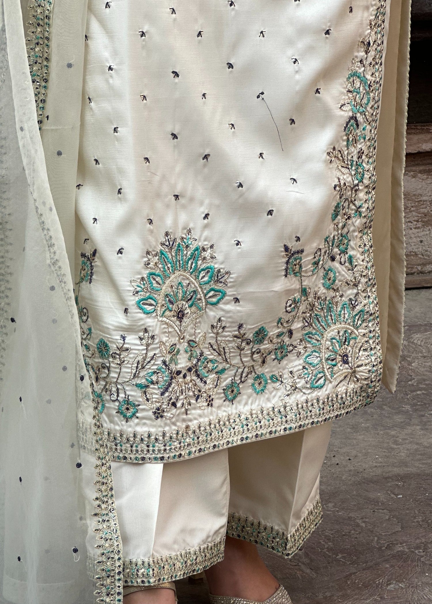 kattan silk Kurta Set in Off-white