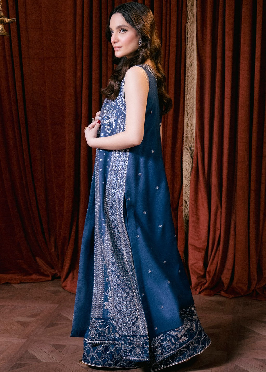 raw silk Unstitched in Royal blue