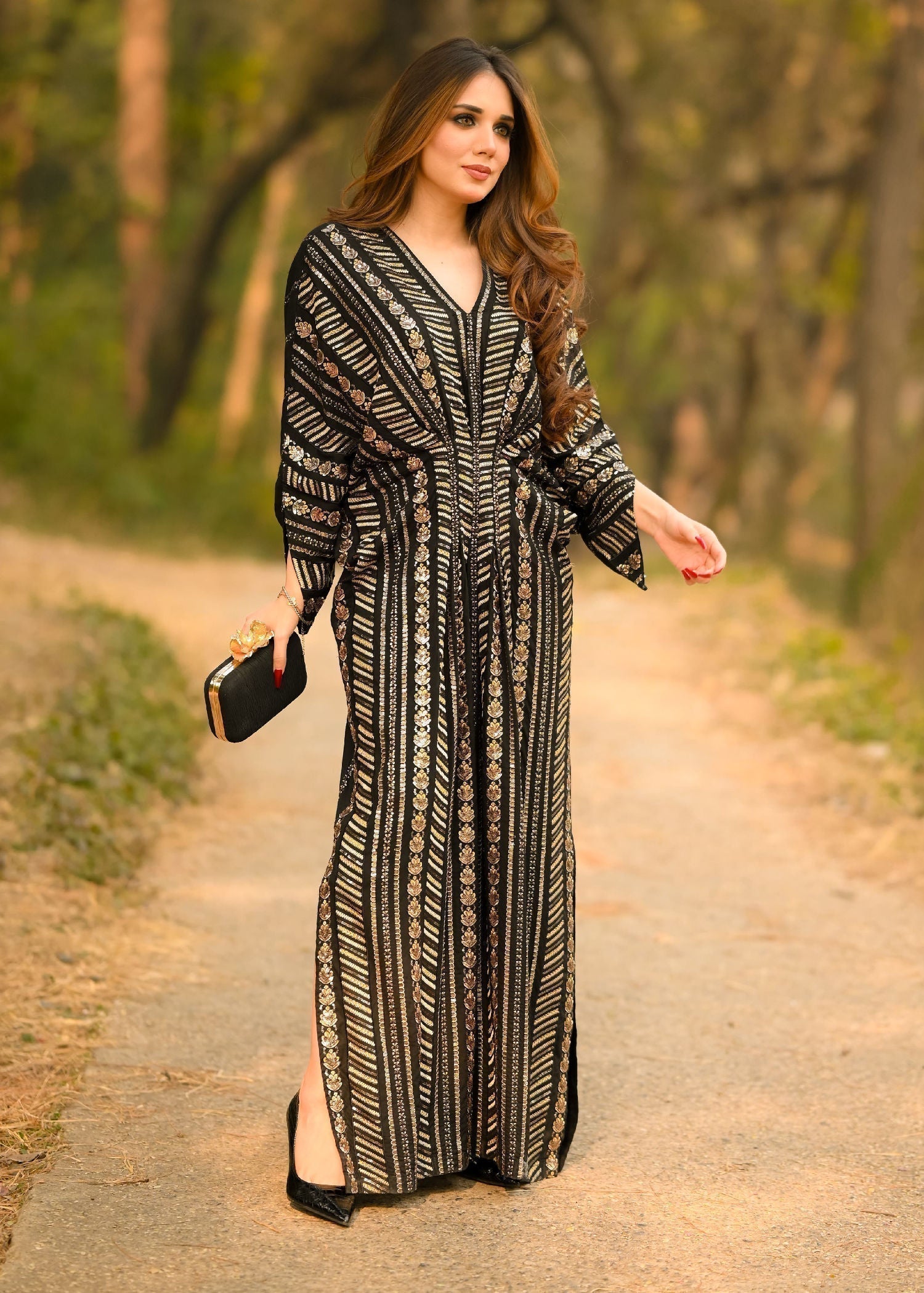 cotton Kaftan in Black