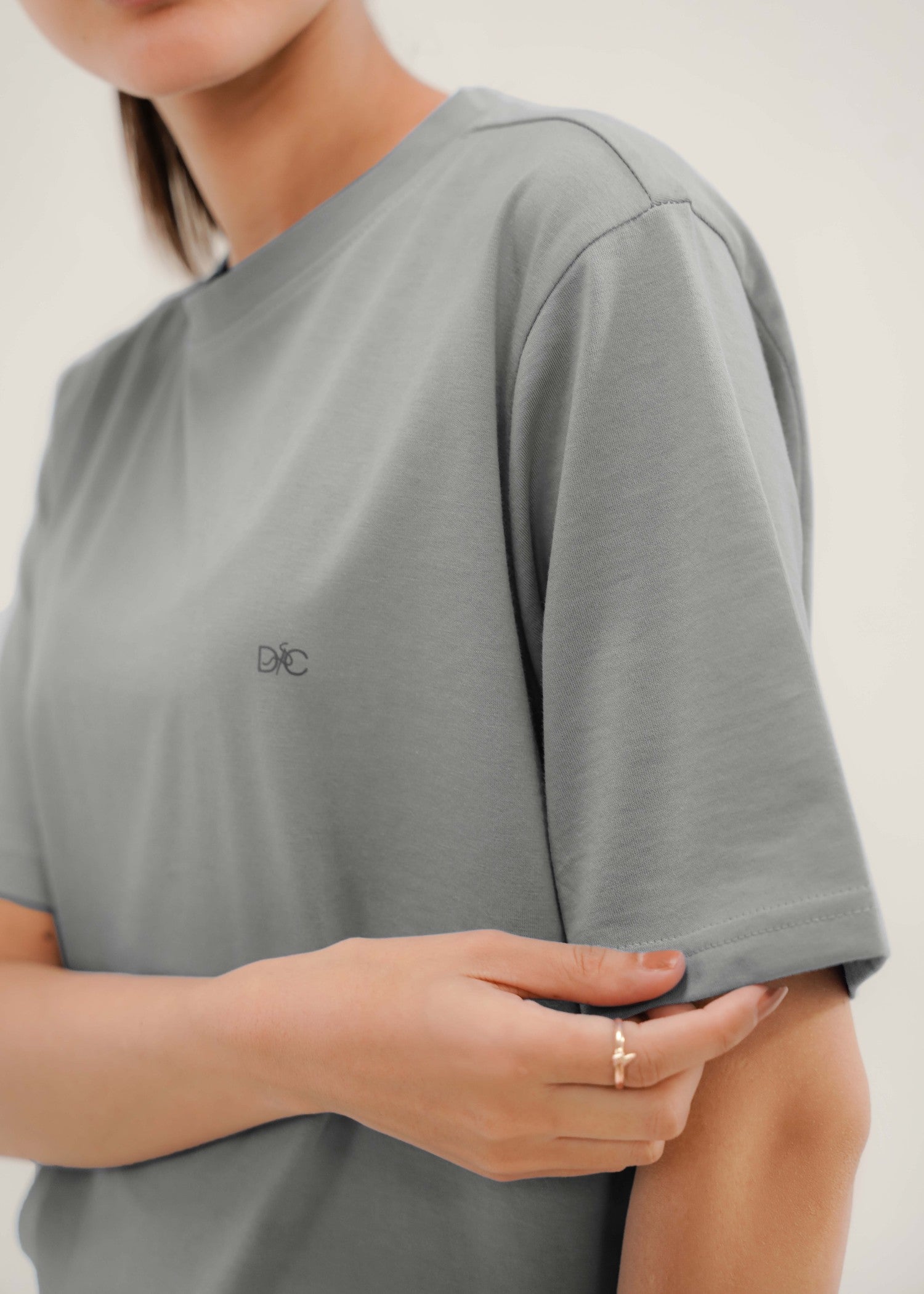 cotton T Shirt in Silver