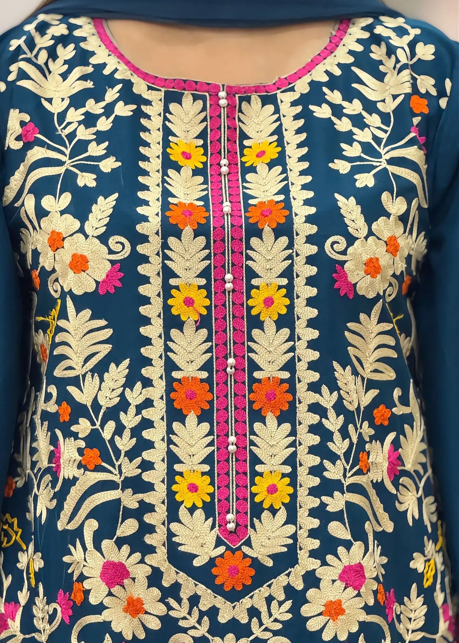 lawn cotton Kurta Set in Sapphire blue