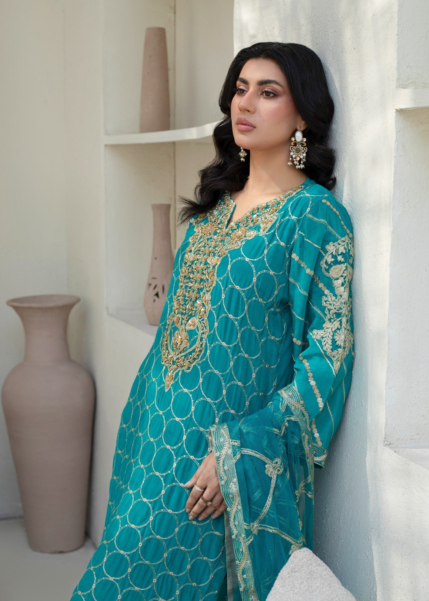 pure silk Kurta Set in Parrot green