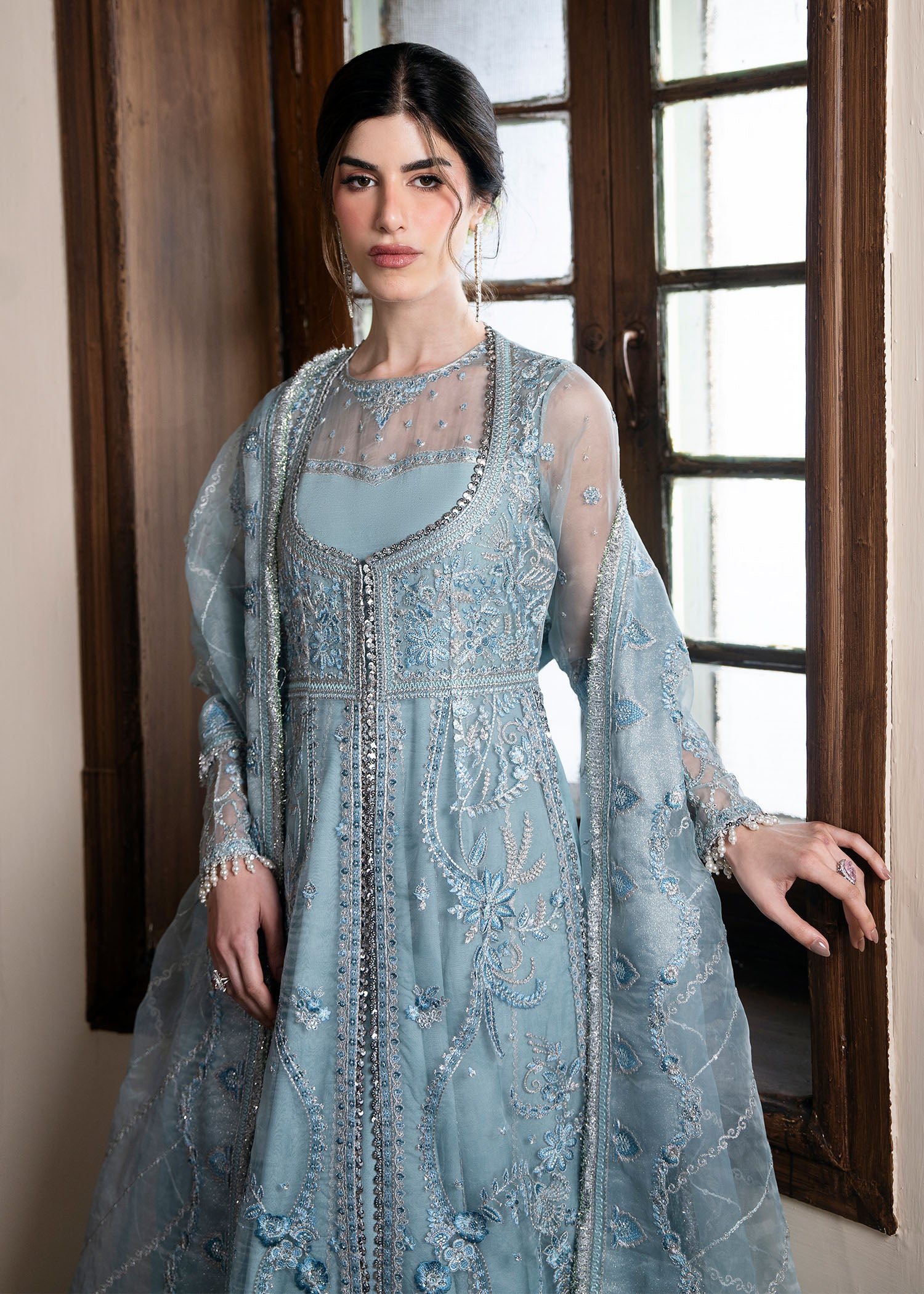 organza Gown in Ice blue