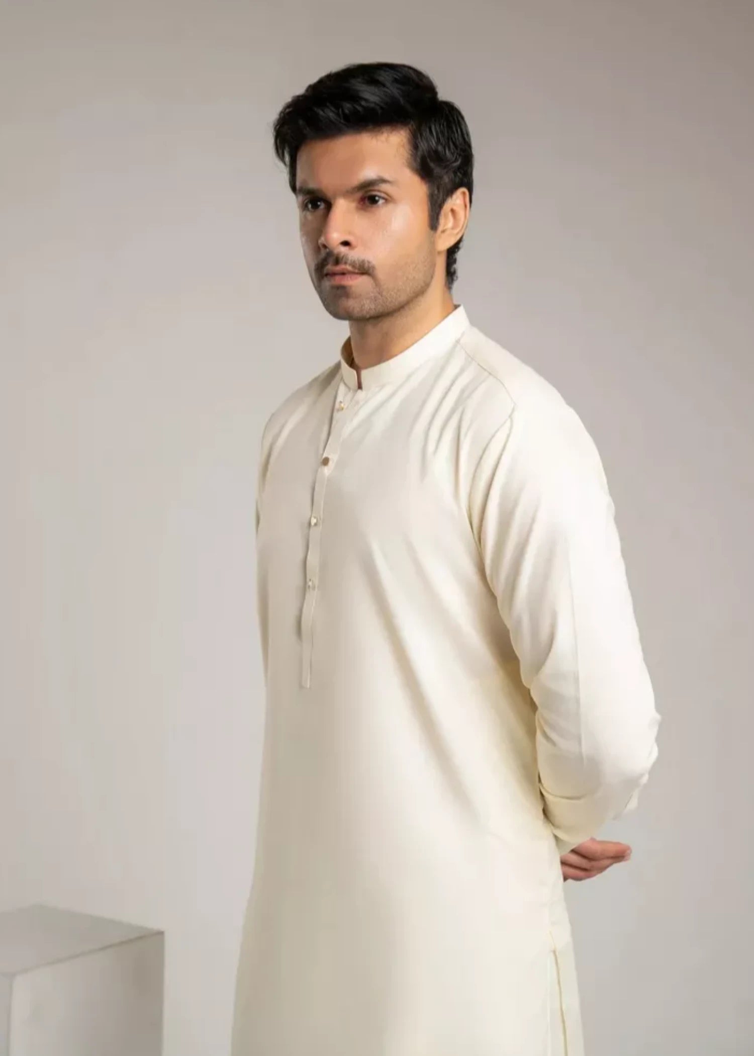 wash & wear Shalwar Kameez in Ivory by Zarrar