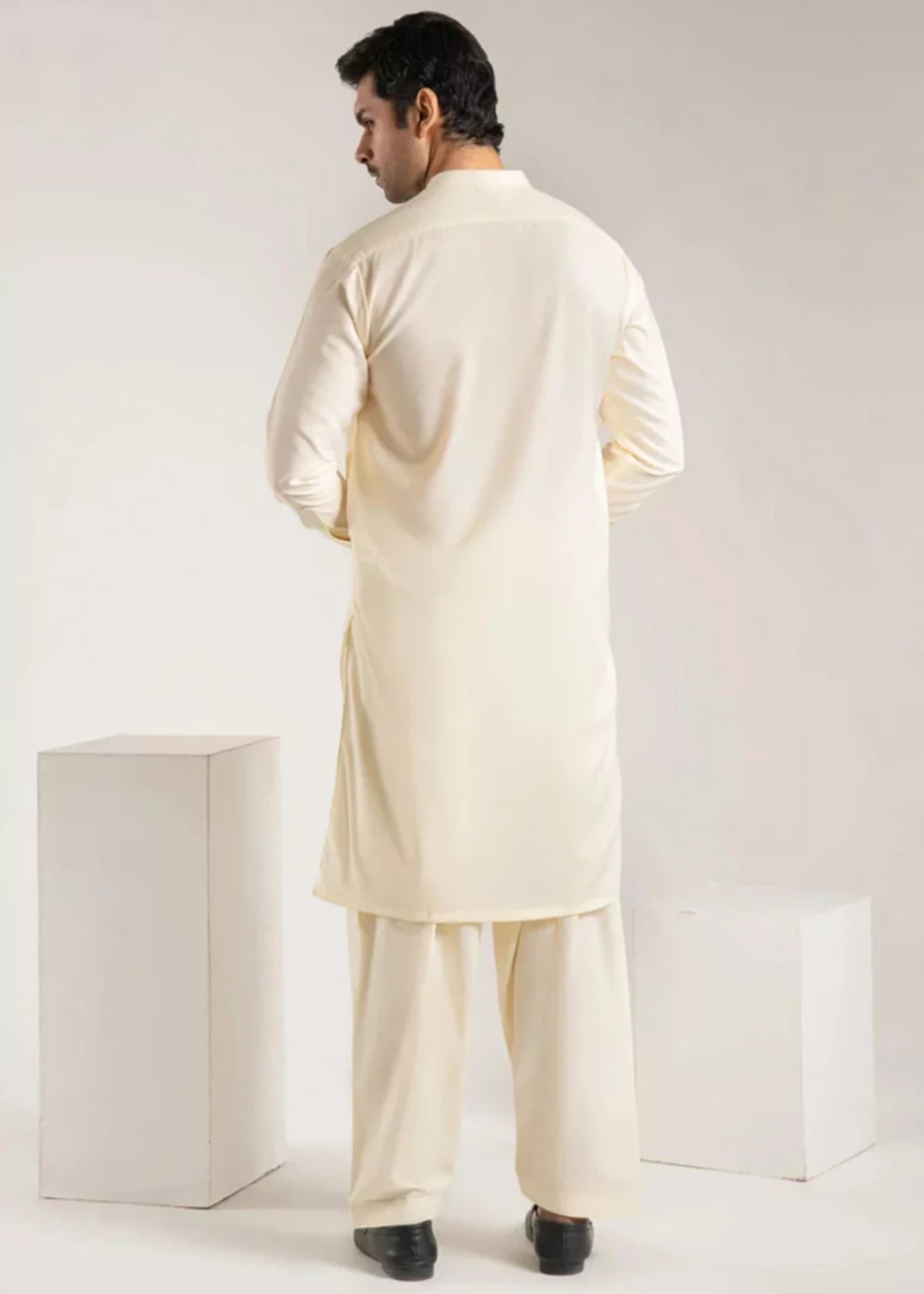 wash & wear Shalwar Kameez in Ivory by Zarrar
