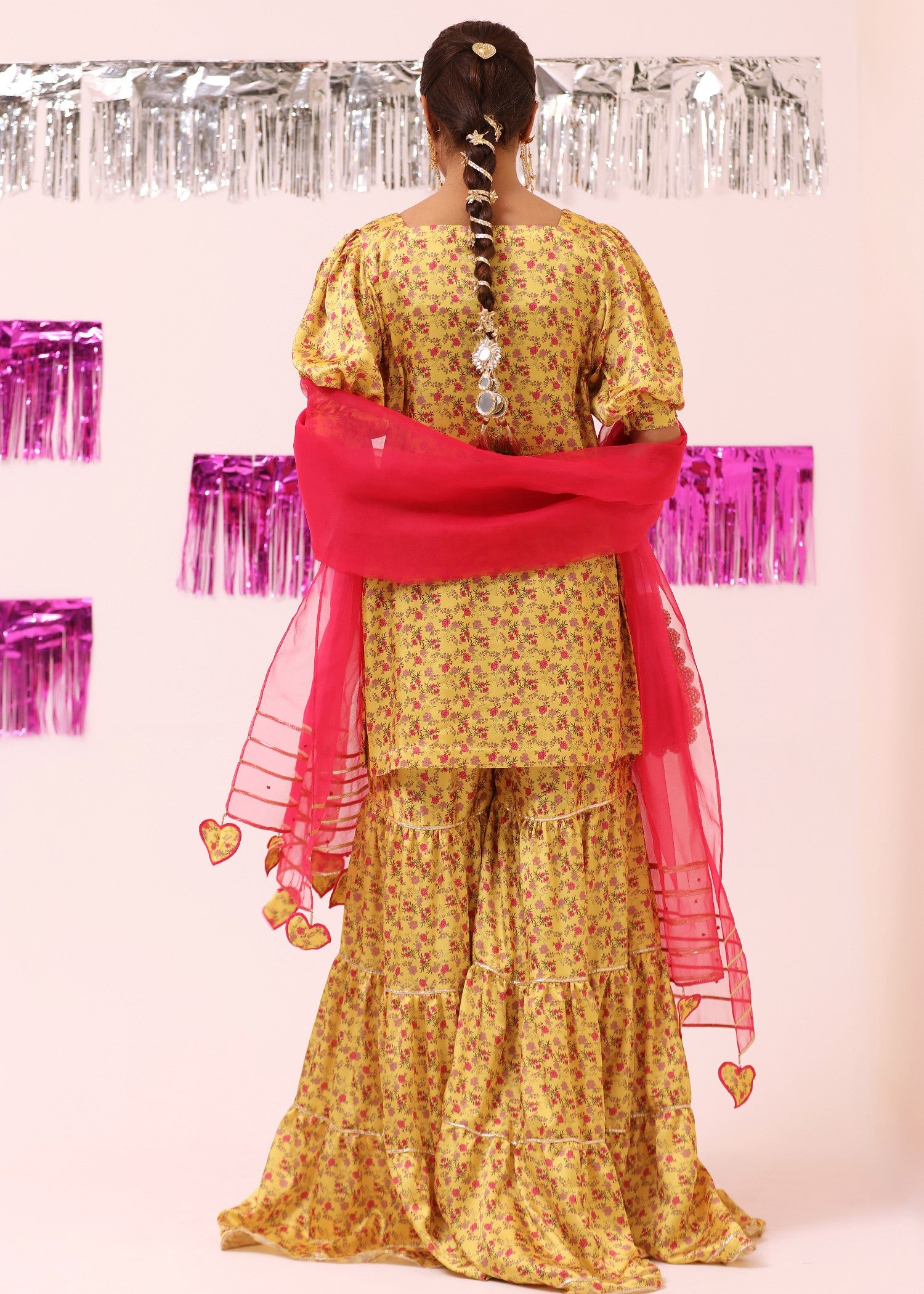 raw silk Gharara in Mustard