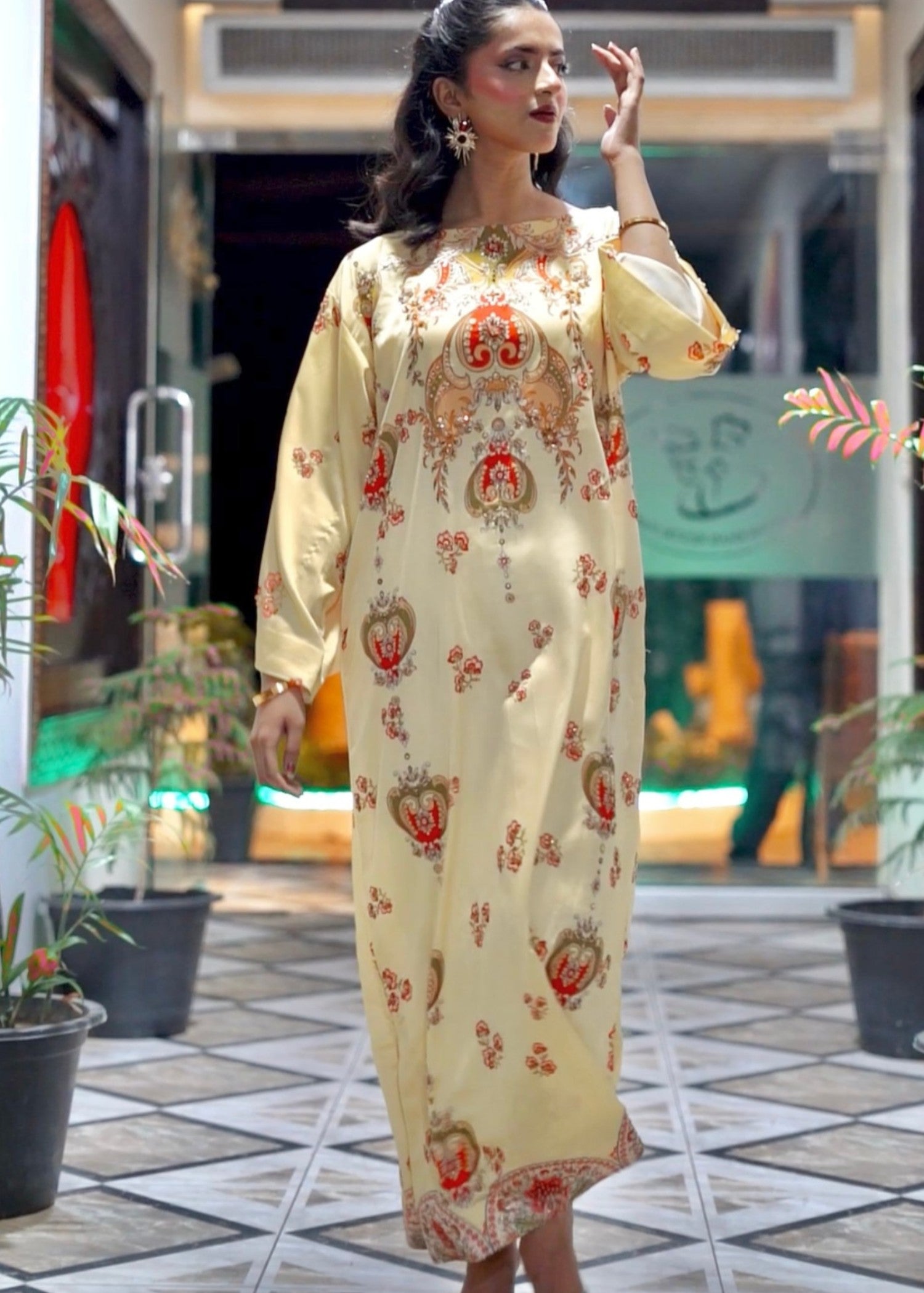 pk charmuse silk Kaftan in Cream