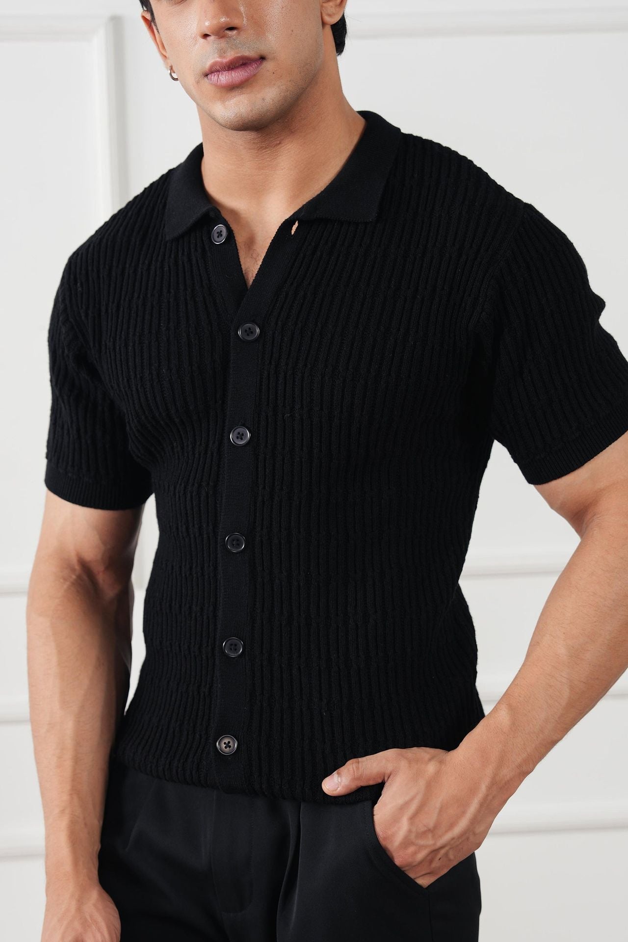 pure cotton Casual Shirt in Jet black