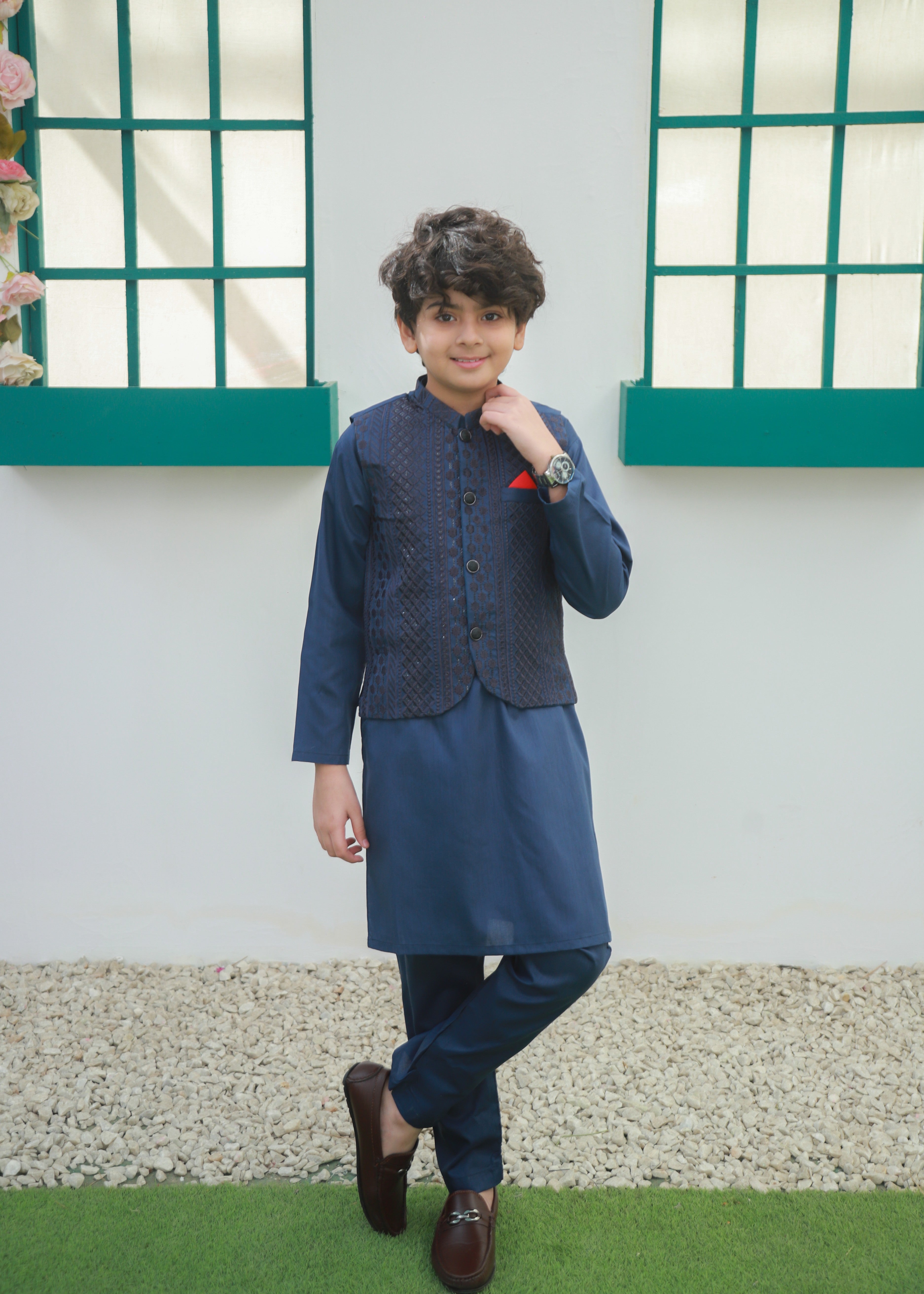 suiting Waistcoat in Steel blue