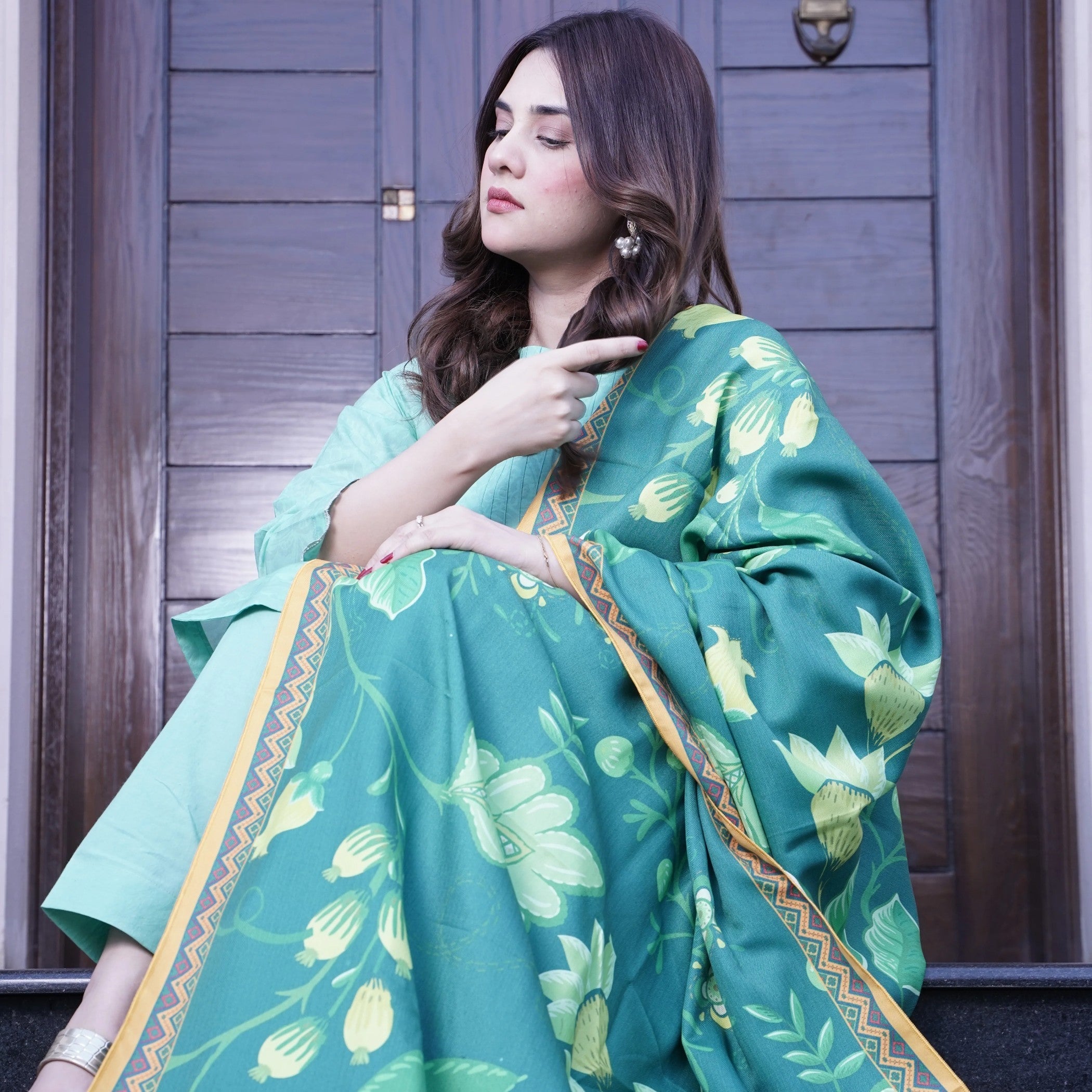 Shawl in Green Color by - Trendy Women Shawl UHA3620