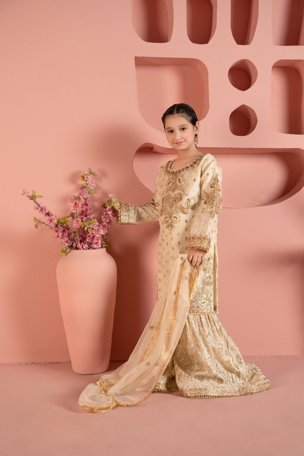 organza Gharara in Off-white