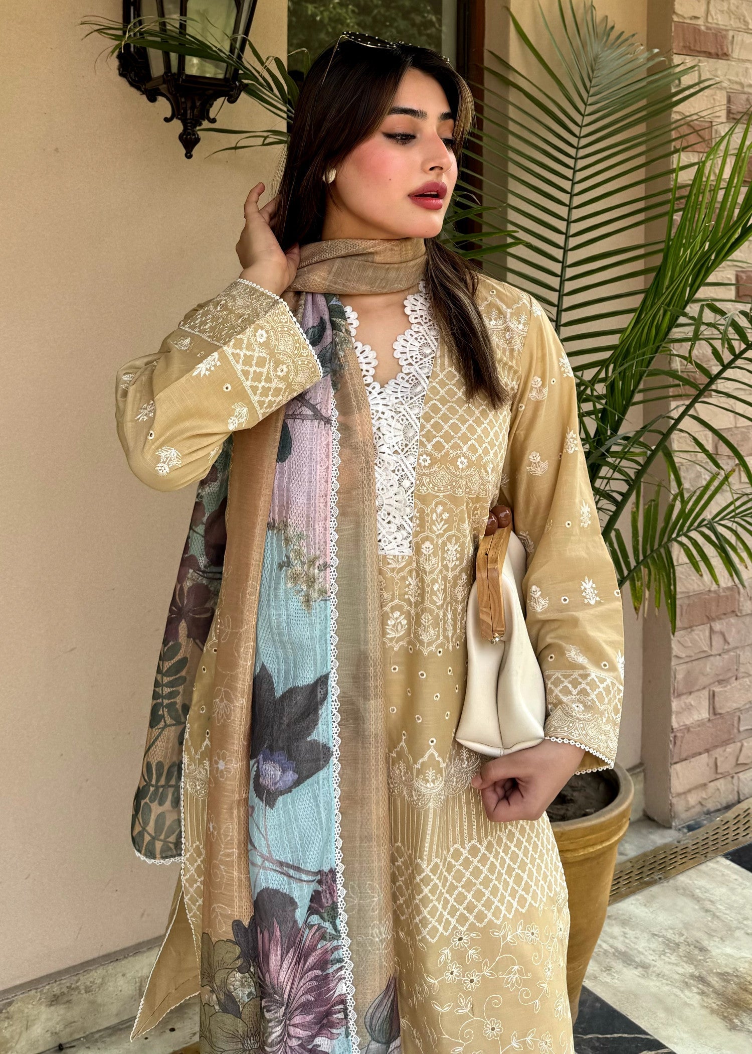 slub lawn Kurta Set in Mellow yellow