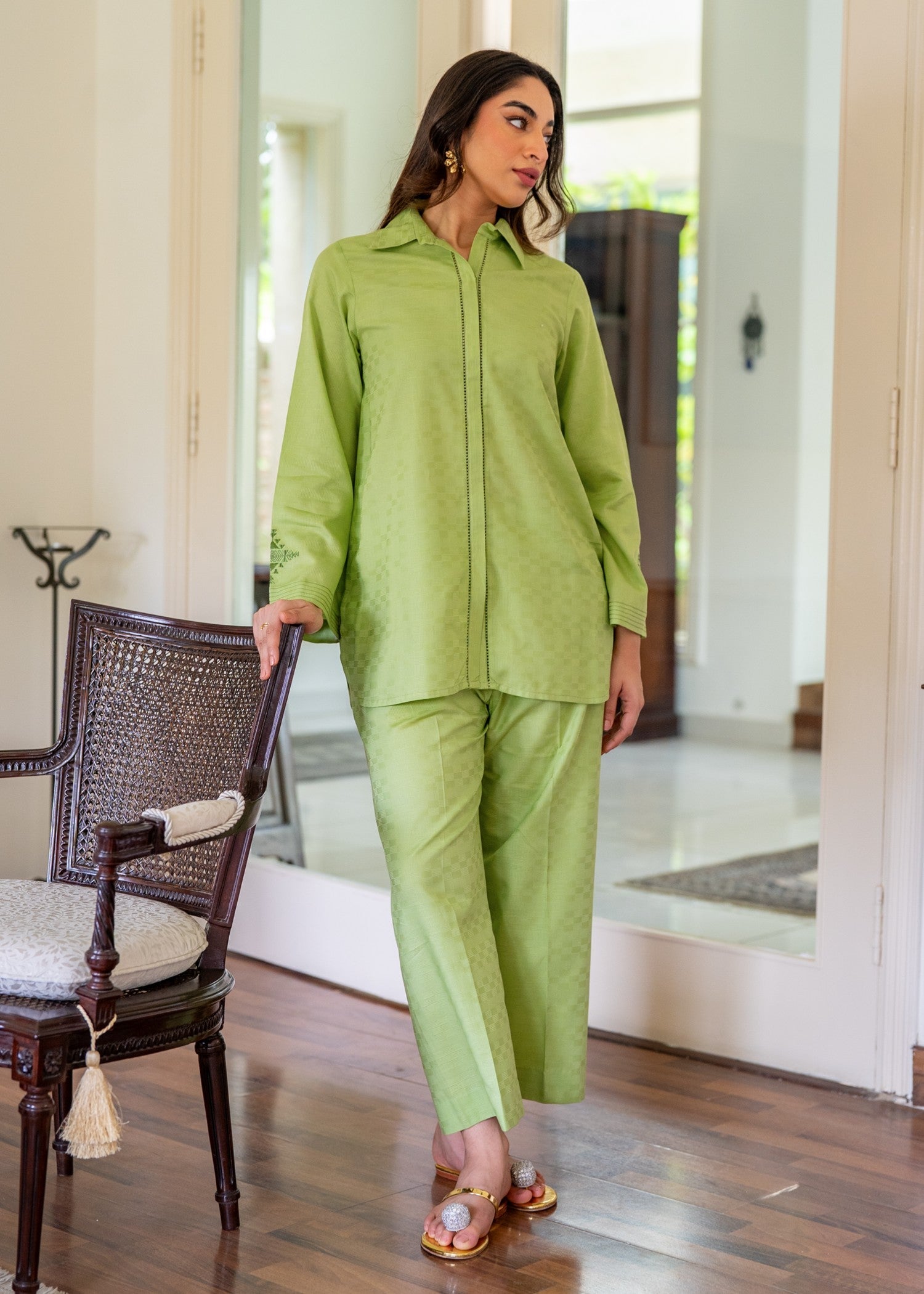 dobby Co Ord Sets in Apple green
