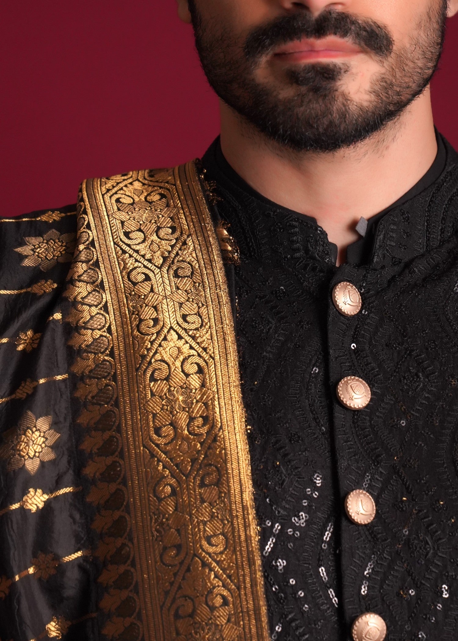 suiting Sherwani in Jet black