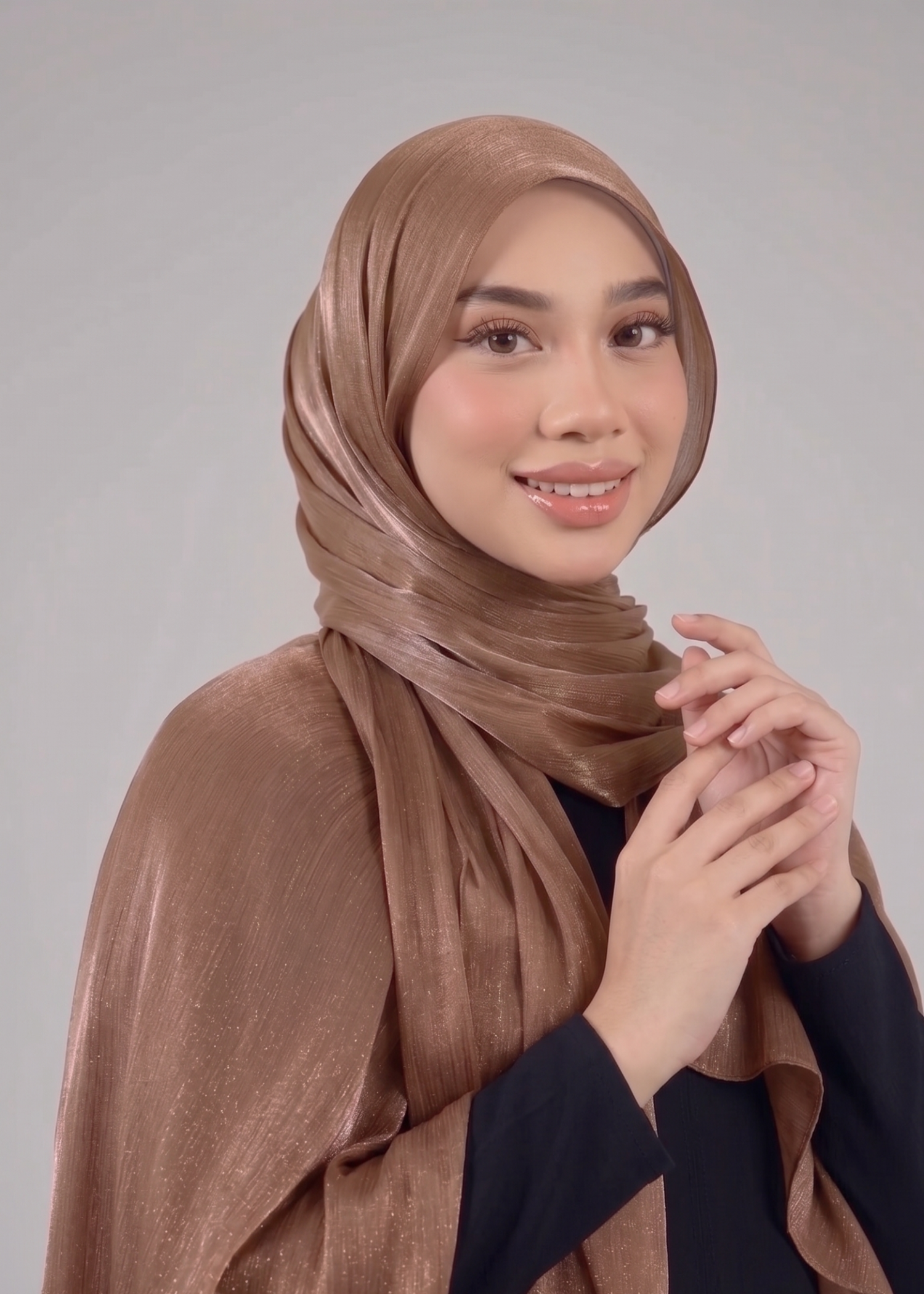 lurex organza Hijab in Bronze orange