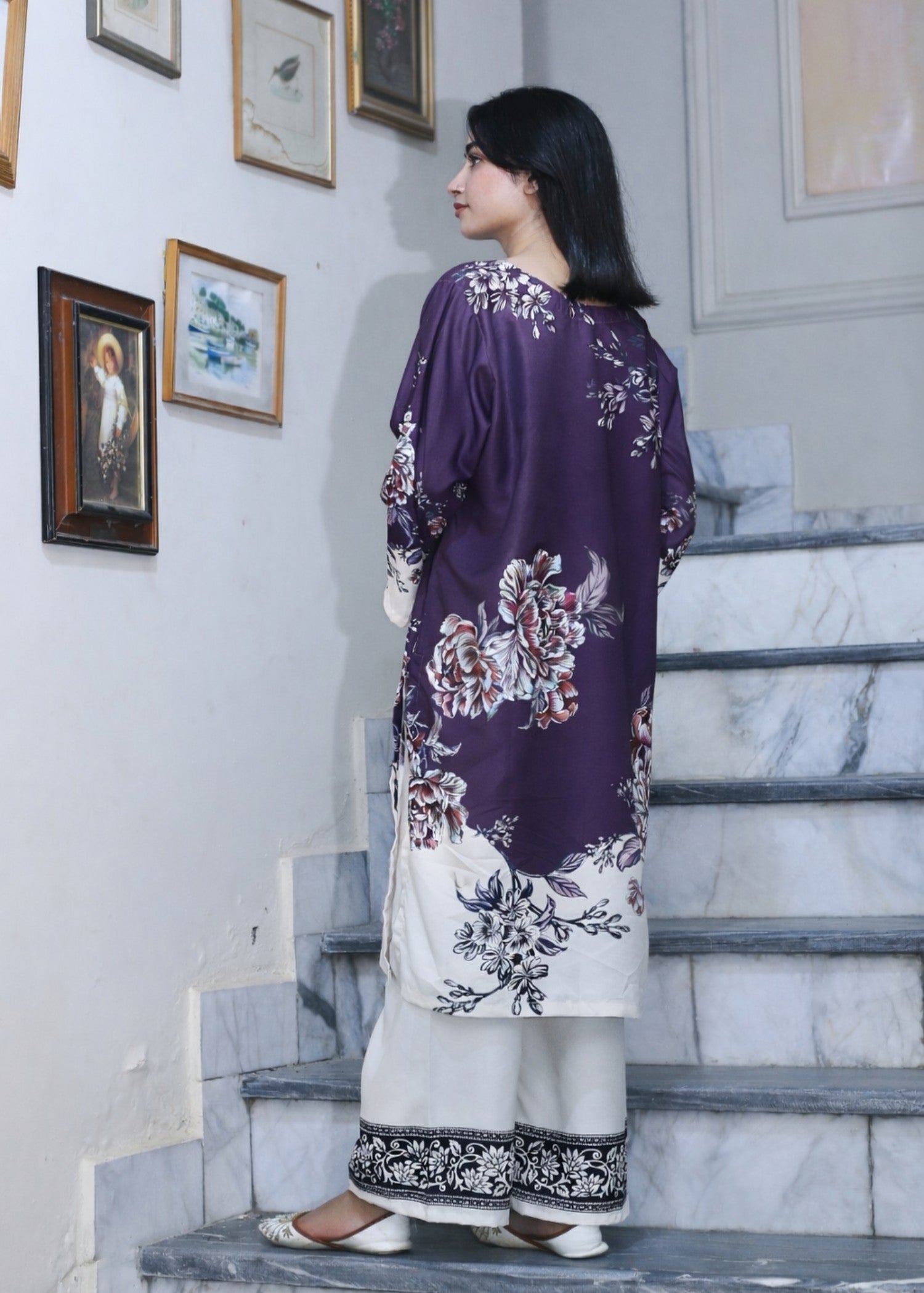 poly lawn Co Ord Sets in Deep purple