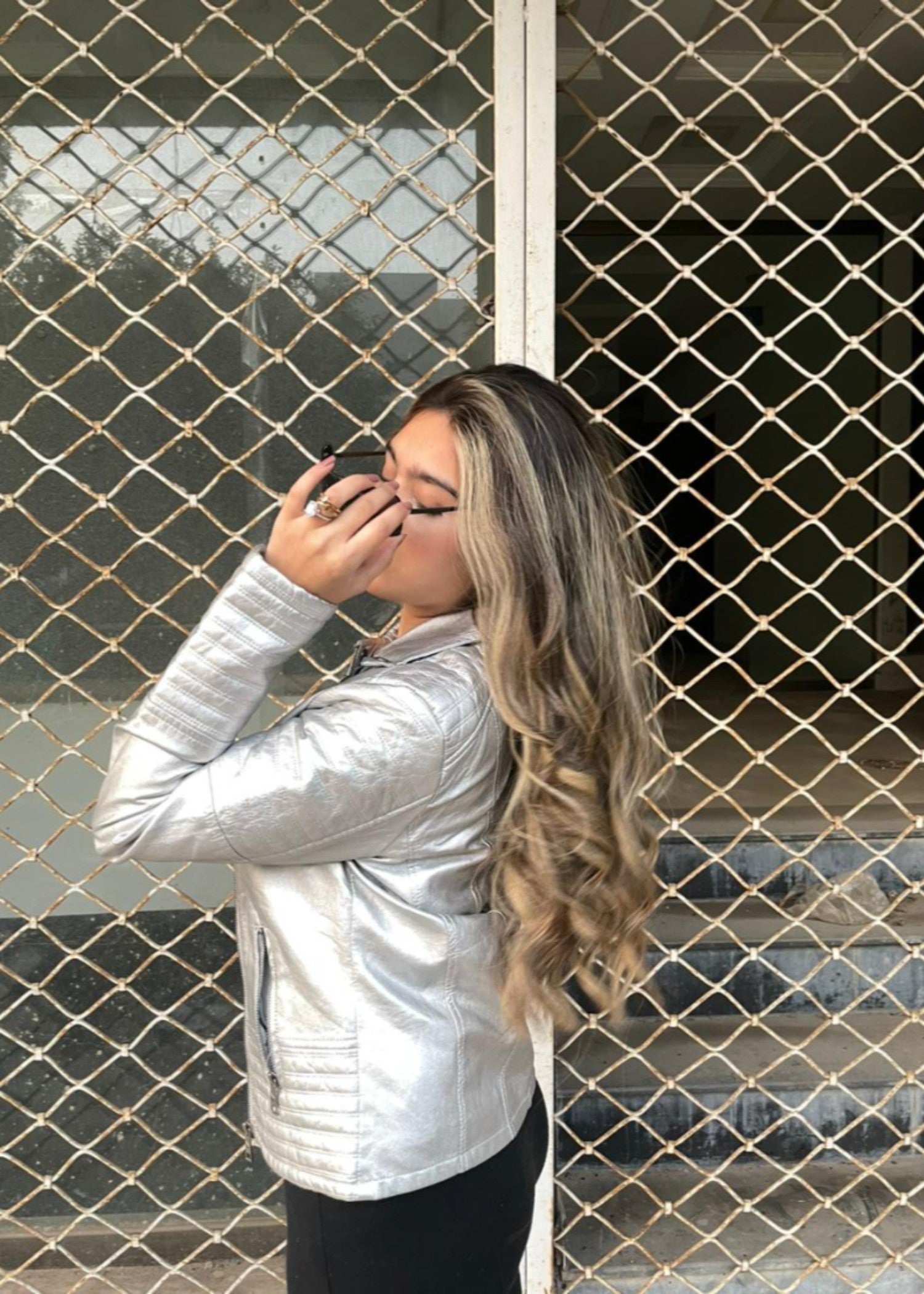 leather Jacket in Silver